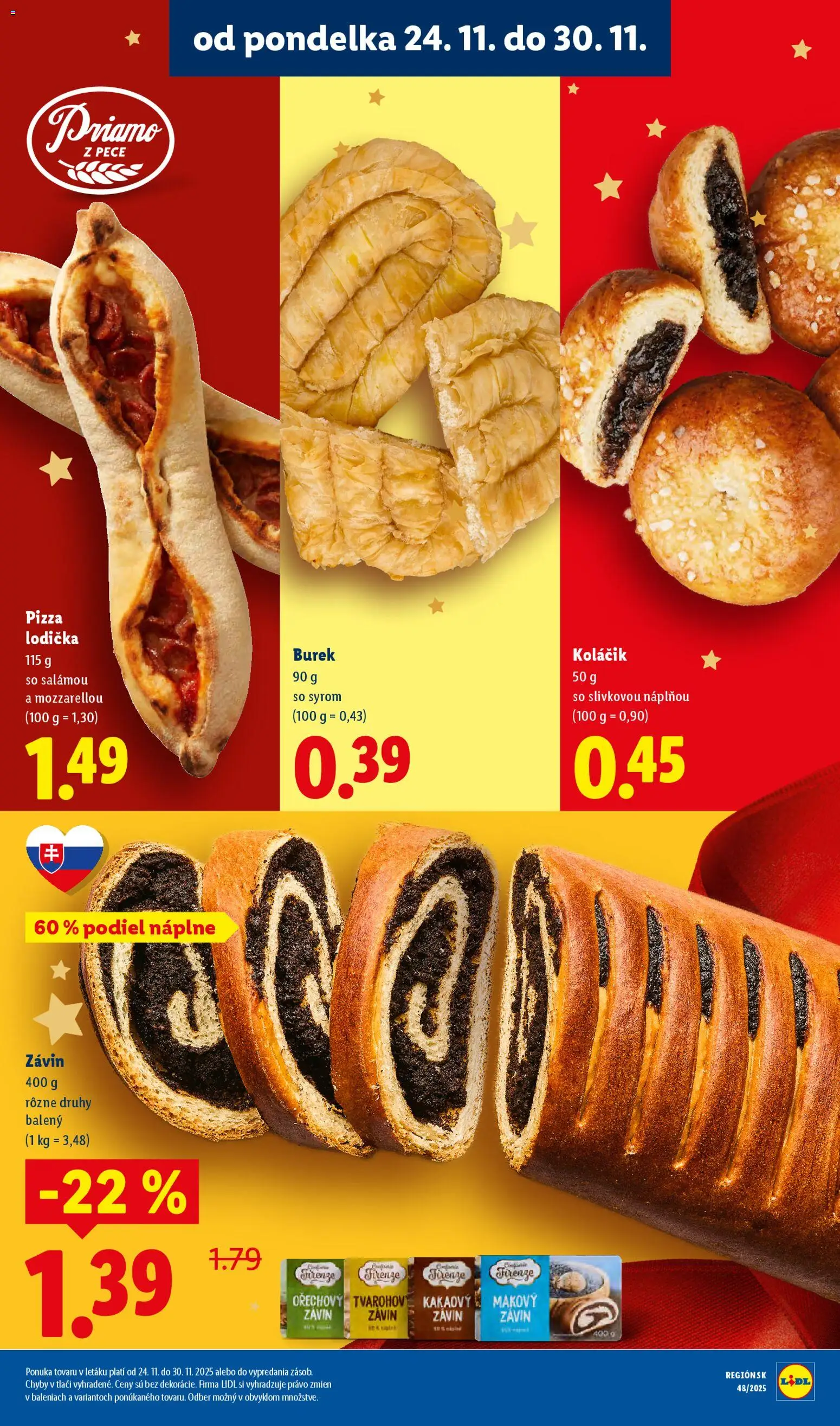 Nové Lidl akcie – leták je platný od 27.11.2025 | Strana: 51 | Produkty: Pizza, Závin