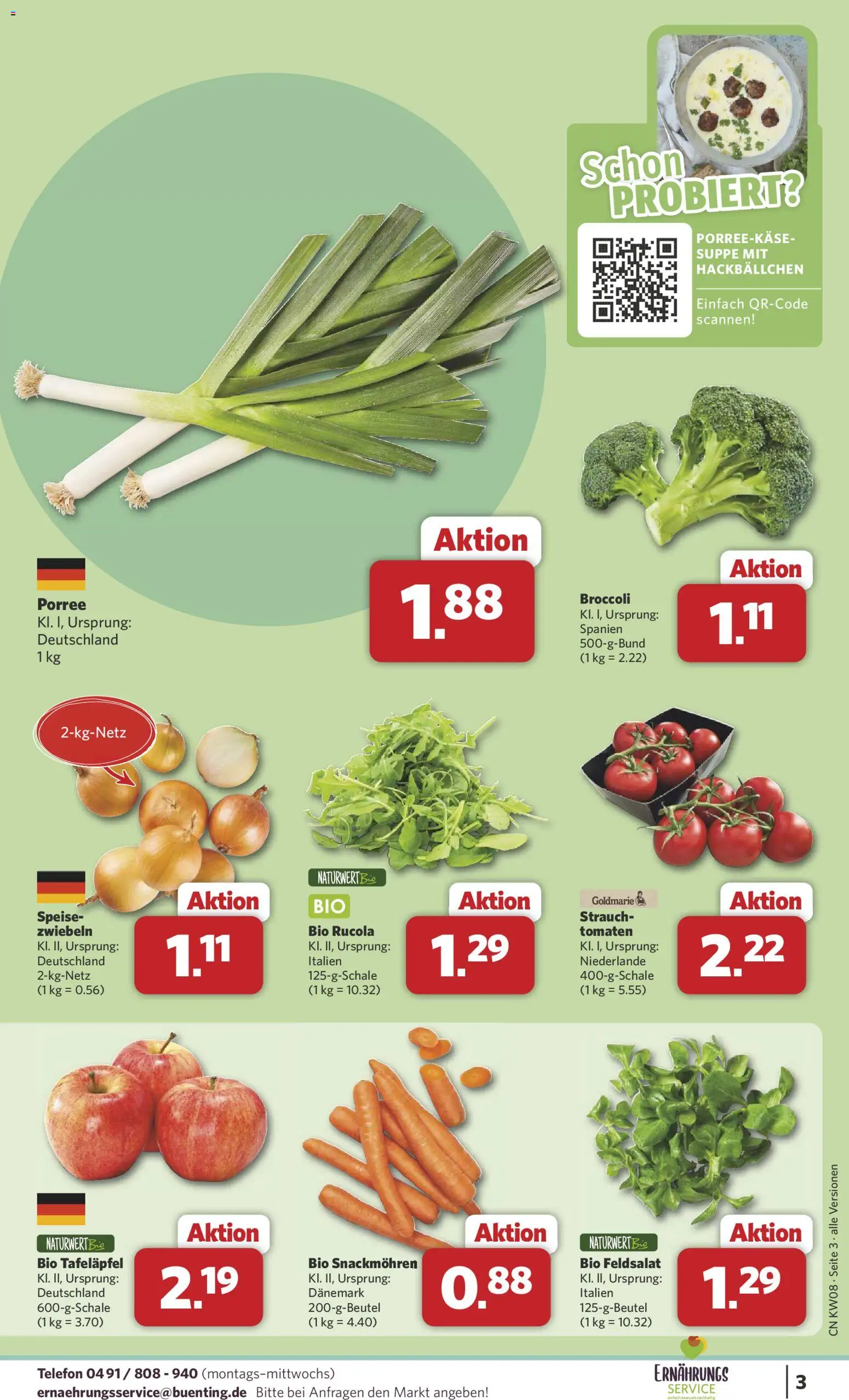 Combi Prospekt 	 – gültig ab 16.02.2026 | Seite: 3 | Produkte: Rucola, Tomaten, Zwiebeln, Telefon