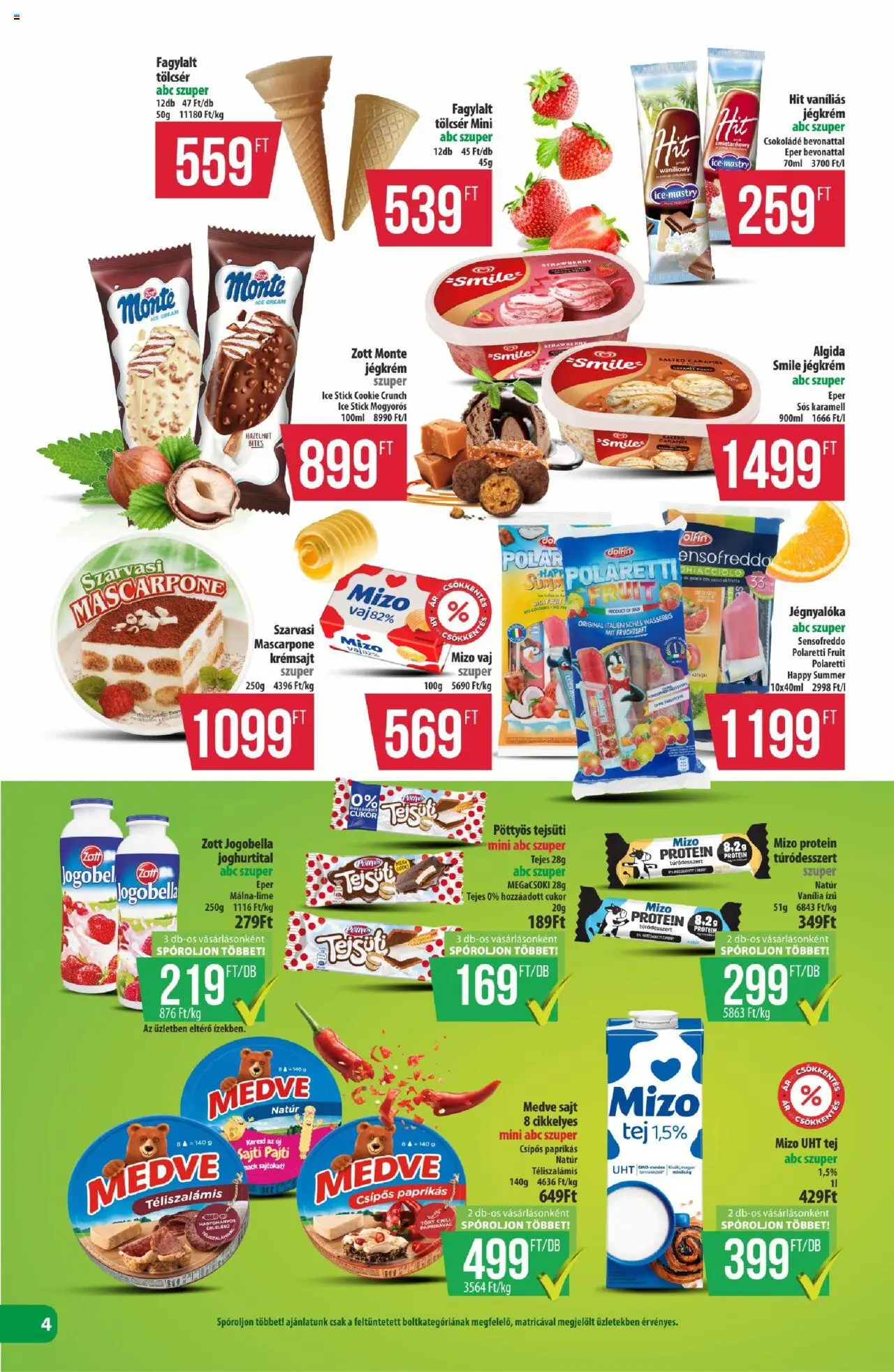 COOP akciós ujság - amely érvényes a következő dátumtól: 14.08.2025 | Oldal: 4 | Termékek: Krémsajt, Protein, Vaj, Mascarpone