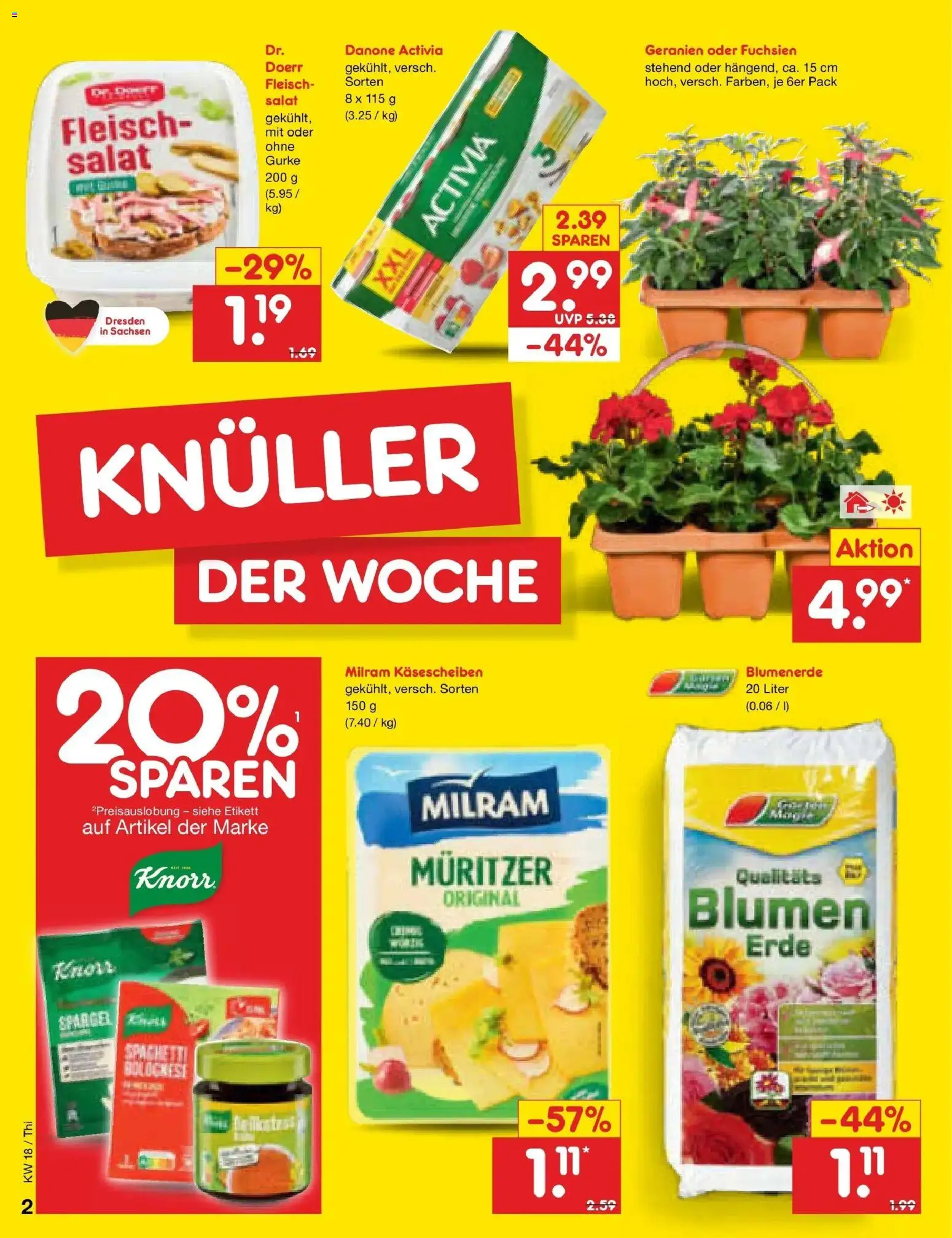 Netto Marken-Discount Prospekt Thiendorf	 – gültig ab 27.04.2026 | Seite: 2 | Produkte: Activia, Milram, Fleisch, Salat