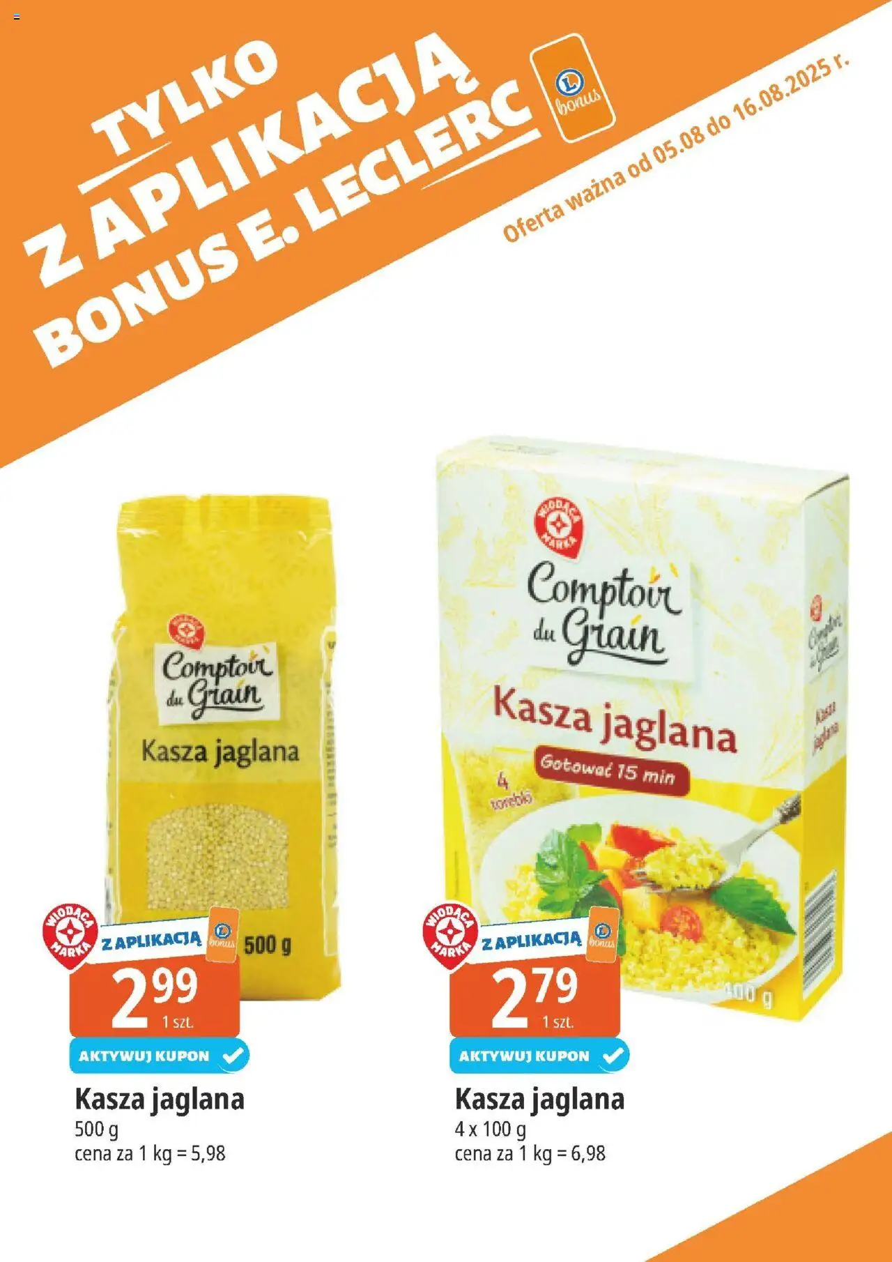 E.Leclerc Gazetka - Elbląg kupony dodatkowe od 05.08.2025 | Strona: 17 | Produkty: Miód, Kasza, Kasza jaglana