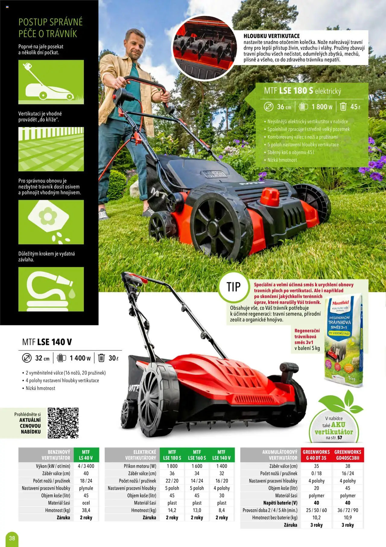 Mountfield katalog 2025 od 16.04.2025 | Strana: 38 | Produkty: Vertikutátor, Nože, Baterie, Koš