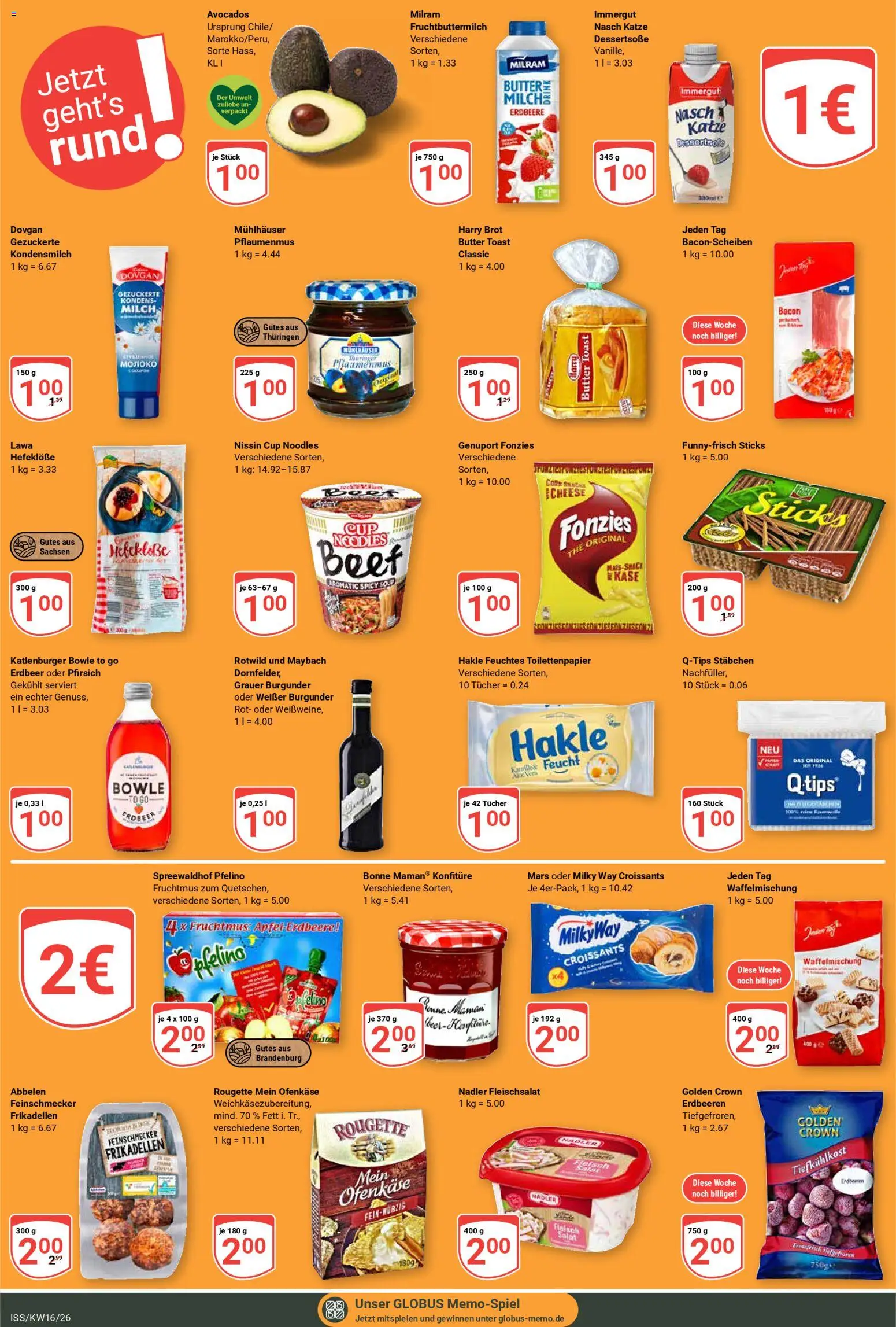 Globus Prospekt 	 – gültig ab 13.04.2026 | Seite: 19 | Produkte: Milram, Brot, Bonne maman, Toilettenpapier