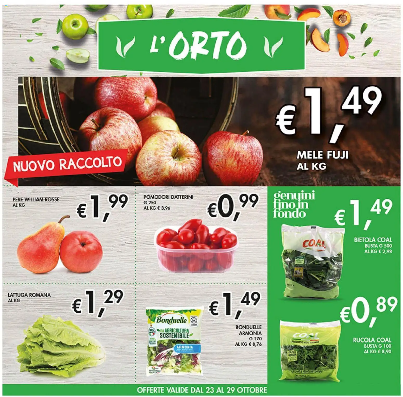 Volantino Coal del 23.10.2025 | Pagina: 2 | Prodotti: Mele, Rucola, Pomodori, Lattuga
