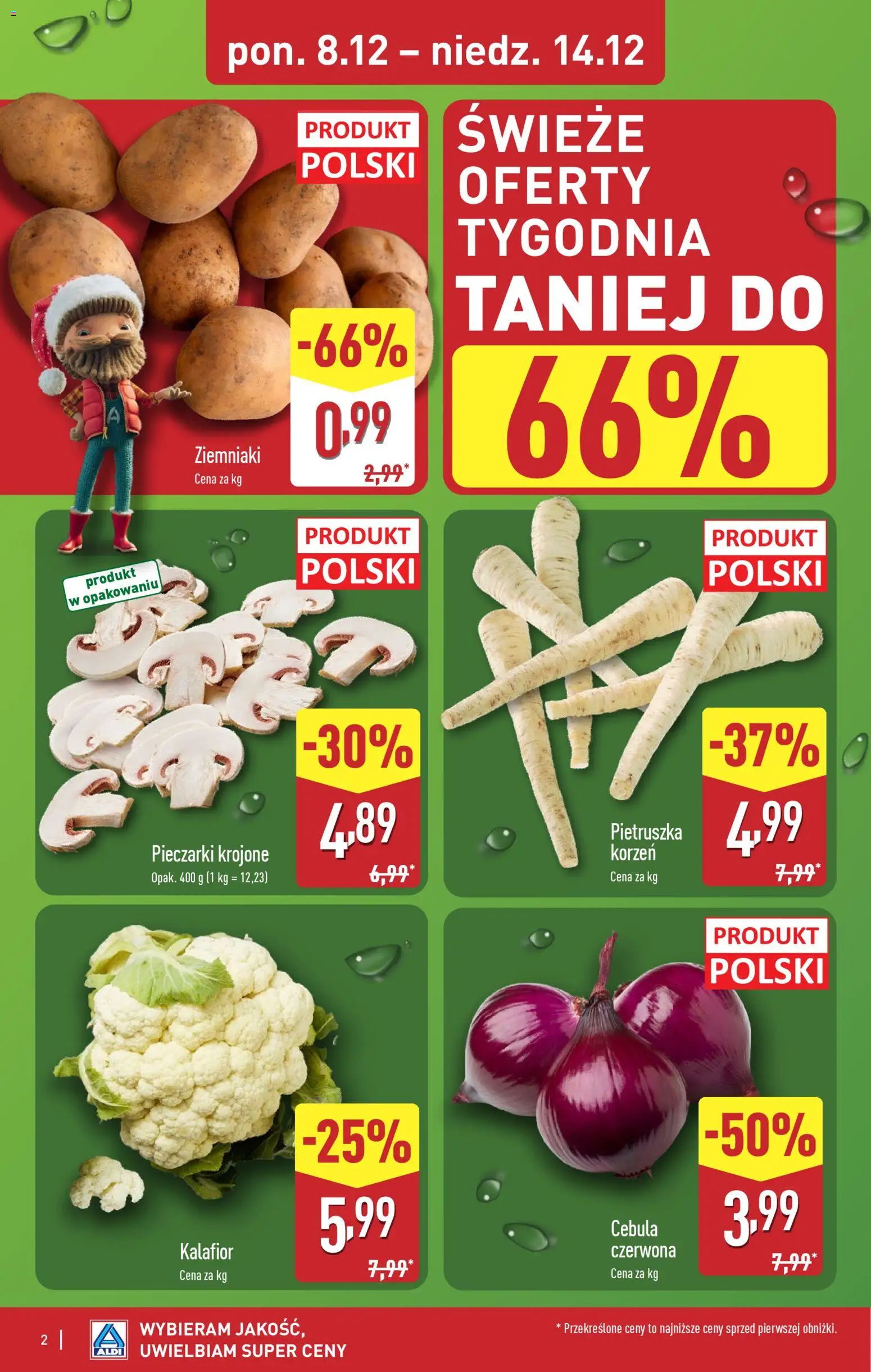 Aldi Gazetka - Gwiazdy świątecznego stołu od 08.12.2025 | Strona: 2 | Produkty: Kalafior, Pietruszka, Pieczarki, Ziemniaki