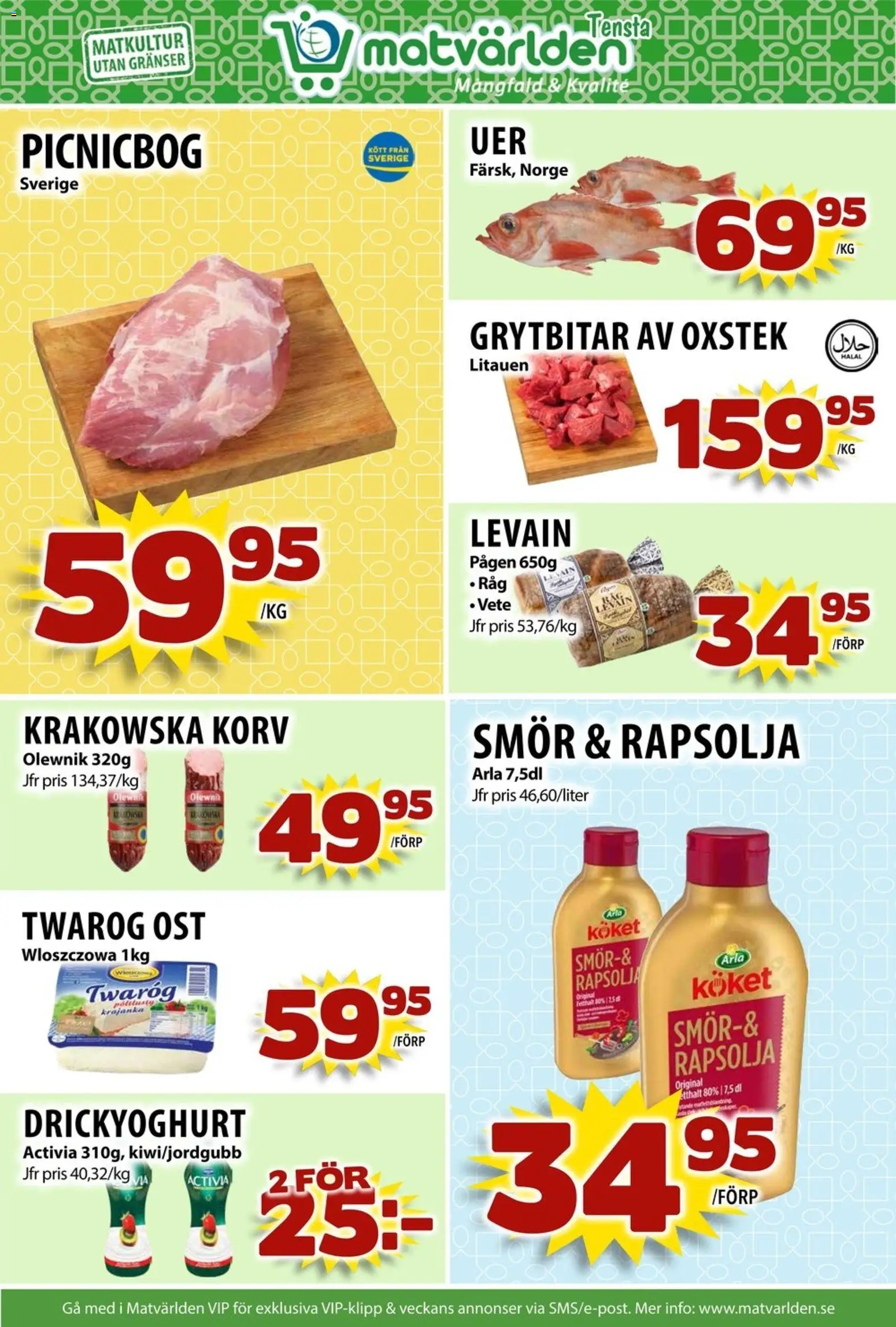 Matvärlden reklamblad aktuell från 23.02.2026 | Sida: 5 | Produkter: Levain, Smör, Rapsolja, Ost
