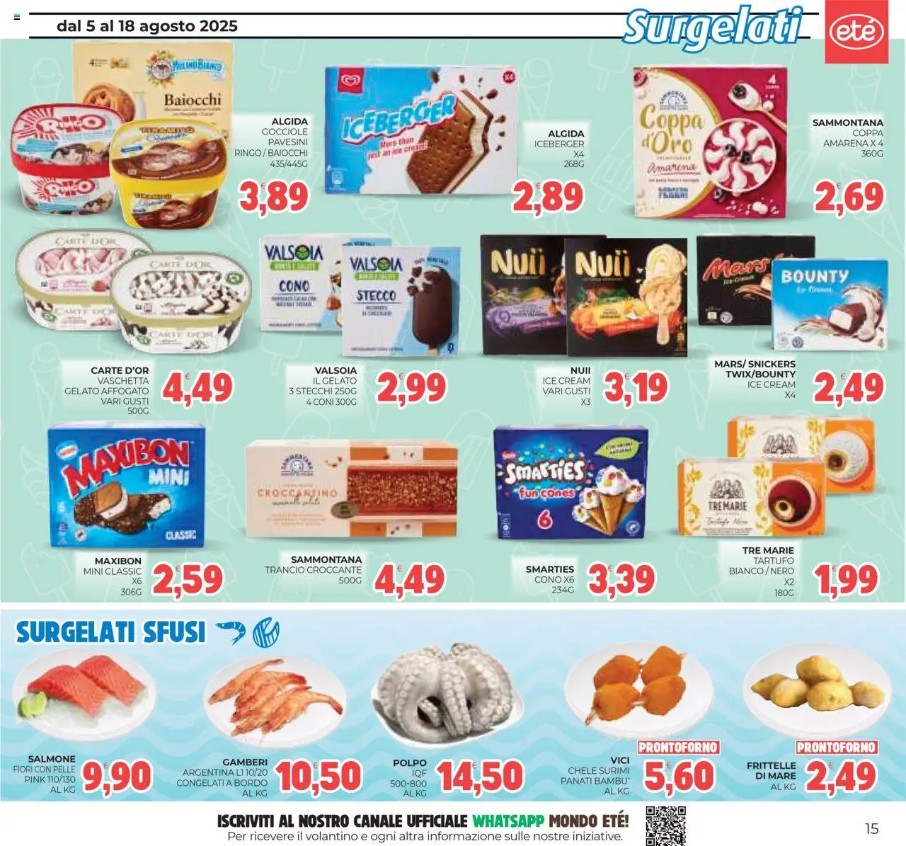 Volantino Eté del 05.08.2025 | Pagina: 15 | Prodotti: Tartufo, Salmone, Gamberi, Amarena