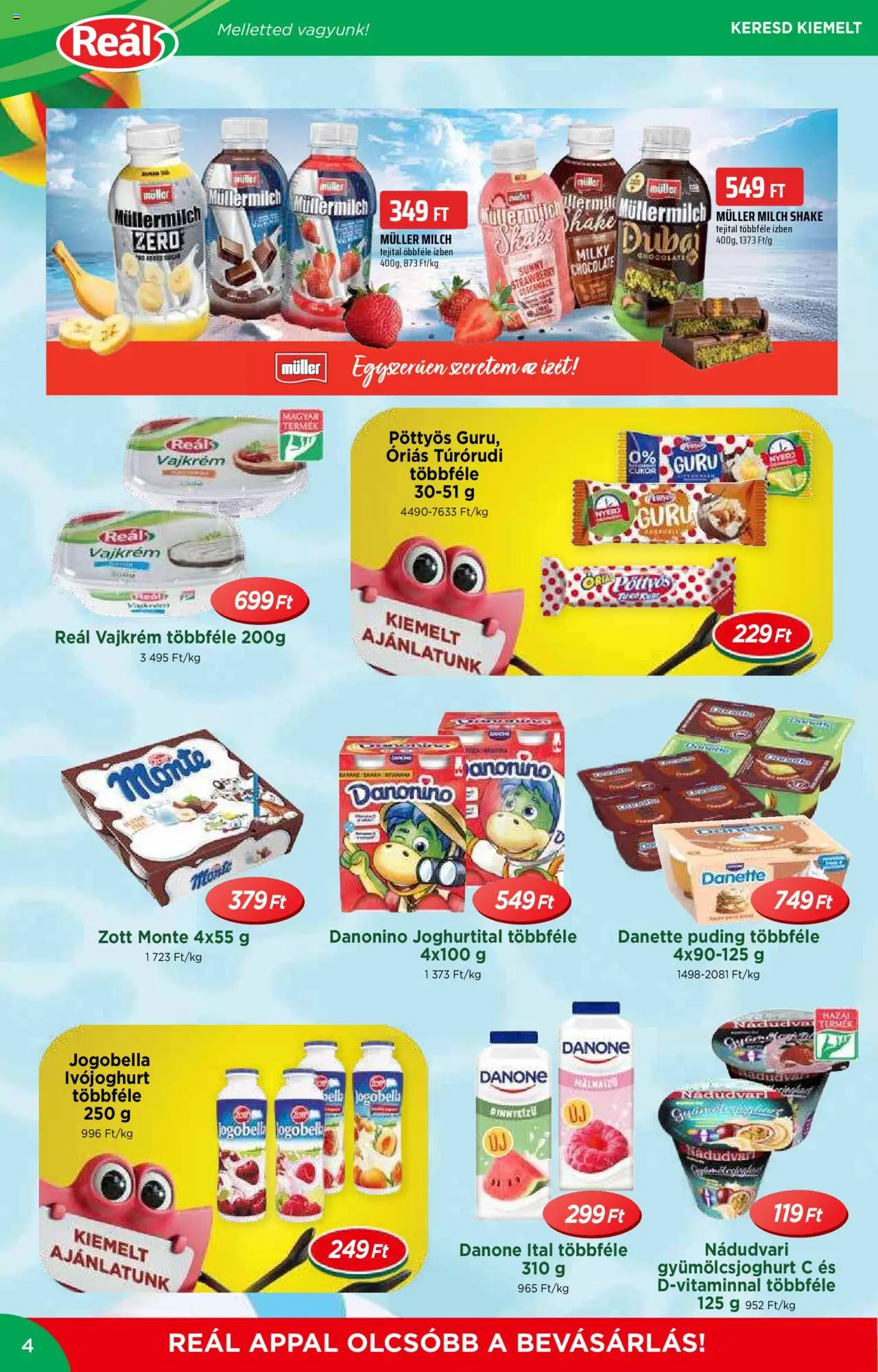 Reál akciós ujság - amely érvényes a következő dátumtól: 02.07.2025 | Oldal: 4 | Termékek: Puding, Vajkrém, Cukor, Gyümölcsjoghurt