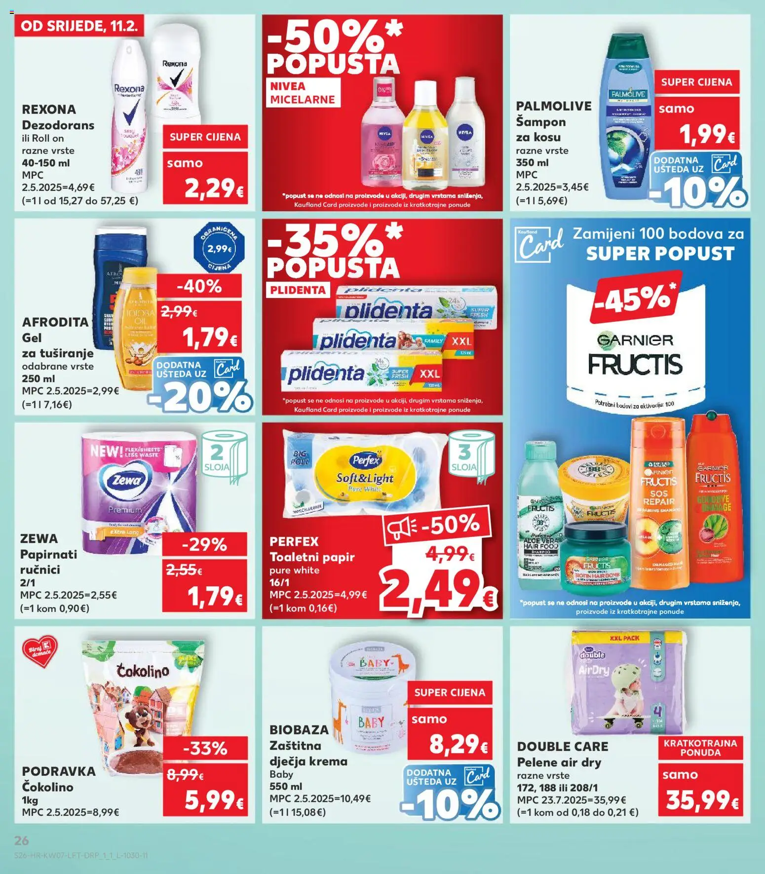 Kaufland katalog | vrijedi od 11.02.2026 | Stranica: 26 | Proizvodi: Šampon, Papirnati ručnici, Krema, Zewa