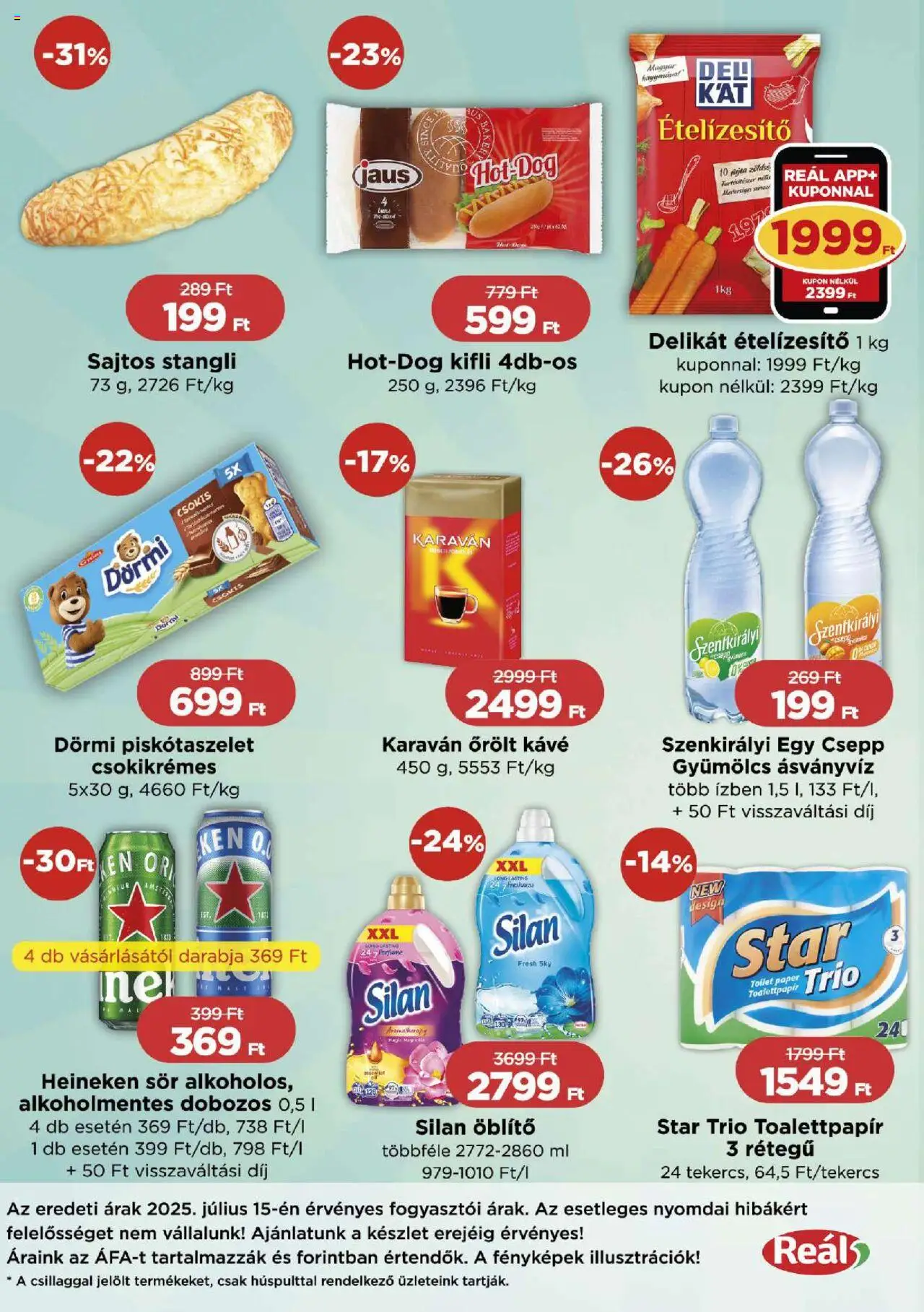 Reál akciós ujság - amely érvényes a következő dátumtól: 24.07.2025 | Oldal: 2 | Termékek: Heineken, Stangli, Kávé, Ásványvíz