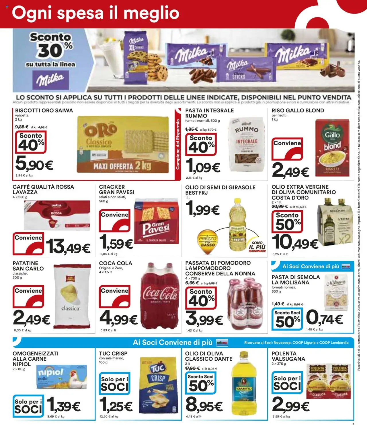 Volantino Ipercoop del 25.09.2025 | Pagina: 3 | Prodotti: Caffè, Riso, Sale, Olio di semi di girasole