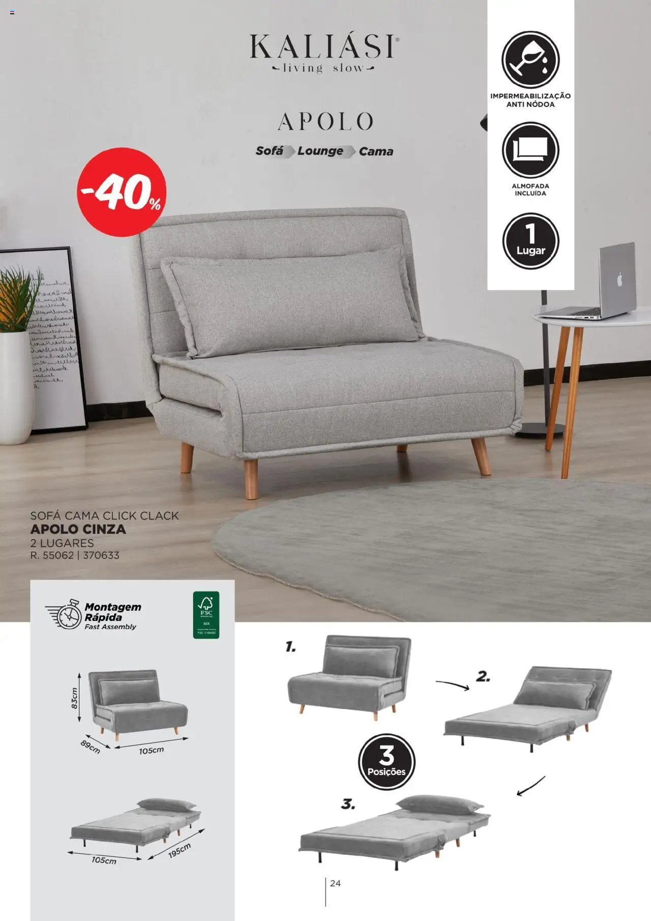 Espaço Casa - Catálogo Kaliási - Sofás Camas │ válido de 21.07.2025 | Página: 24 | Produtos: Cama, Almofada, Sofá