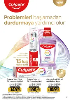 04.12.2025 tarihinden itibaren geçerli olan Migros kataloğu önizlemesi | Sayfa: 77 | Ürünler: Diş macunu, Diş fırçası, Ağız bakım suyu, Saat