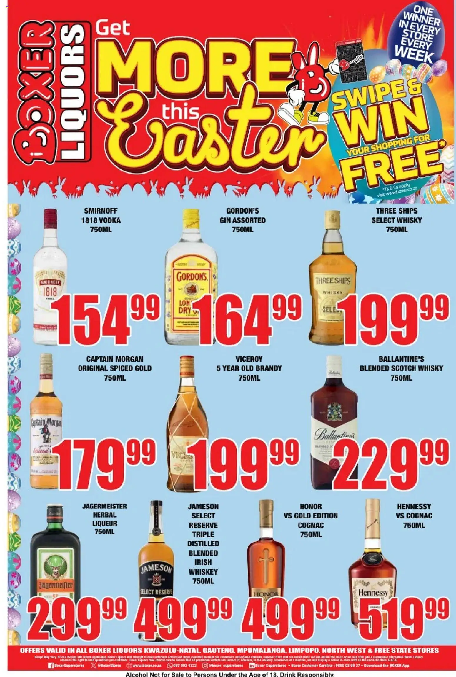 New Boxer catalogue – valid from 23.03.2026 | Page: 4 | Products: Brandy, Rum, Vodka, Whiskey