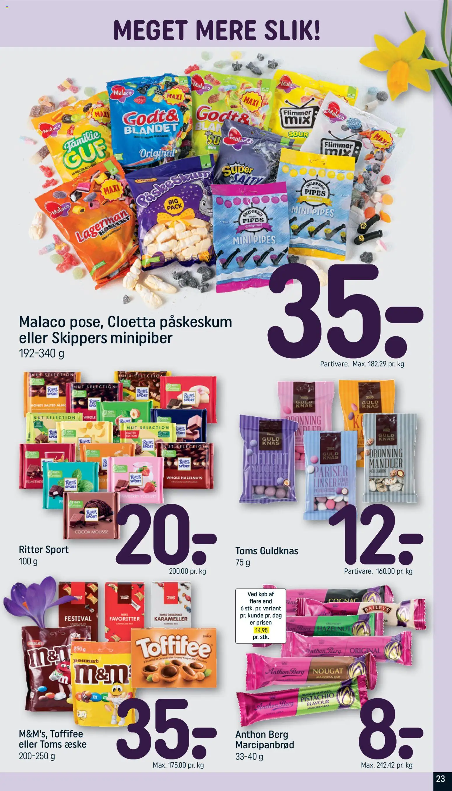 Rema 1000 tilbudsavis – gyldig fra 28.03.2026 | Side: 23 | Produkter: Slik, Mandler, Marcipanbrød, Karameller