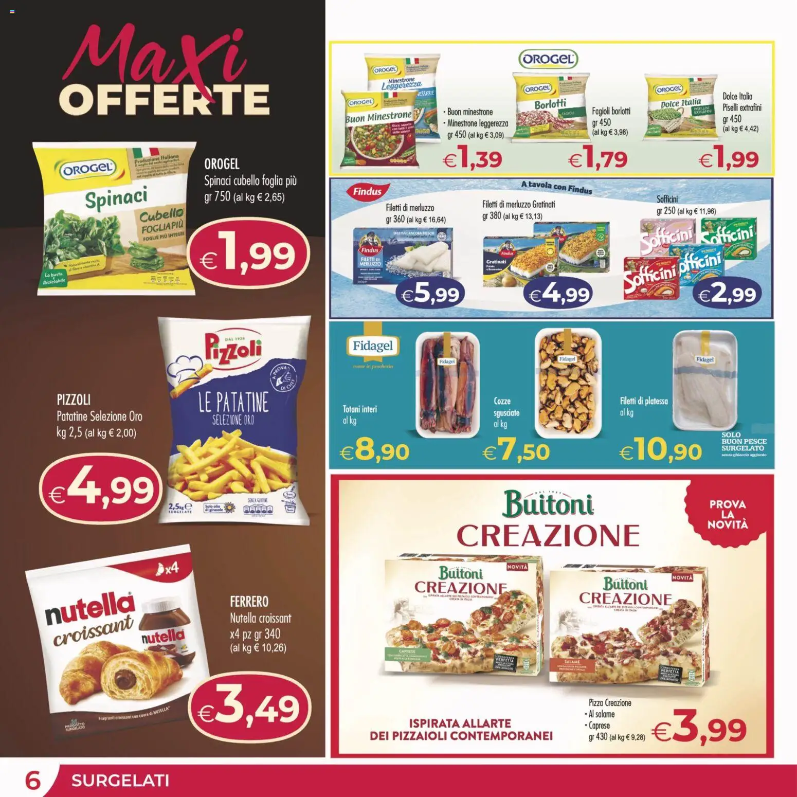 Volantino MerSi Supermercati del 05.11.2025 | Pagina: 6 | Prodotti: Patatine, Olio, Spinaci, Piselli