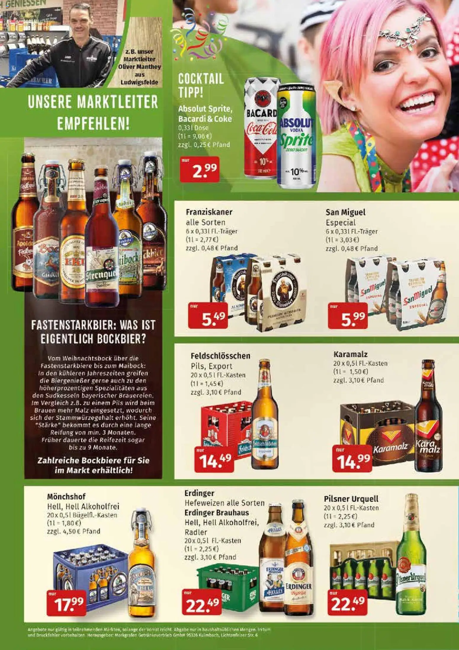 Markgrafen Prospekt 	 – gültig ab 02.03.2026 | Seite: 4 | Produkte: Bacardi, Erdinger, Pils, Vodka