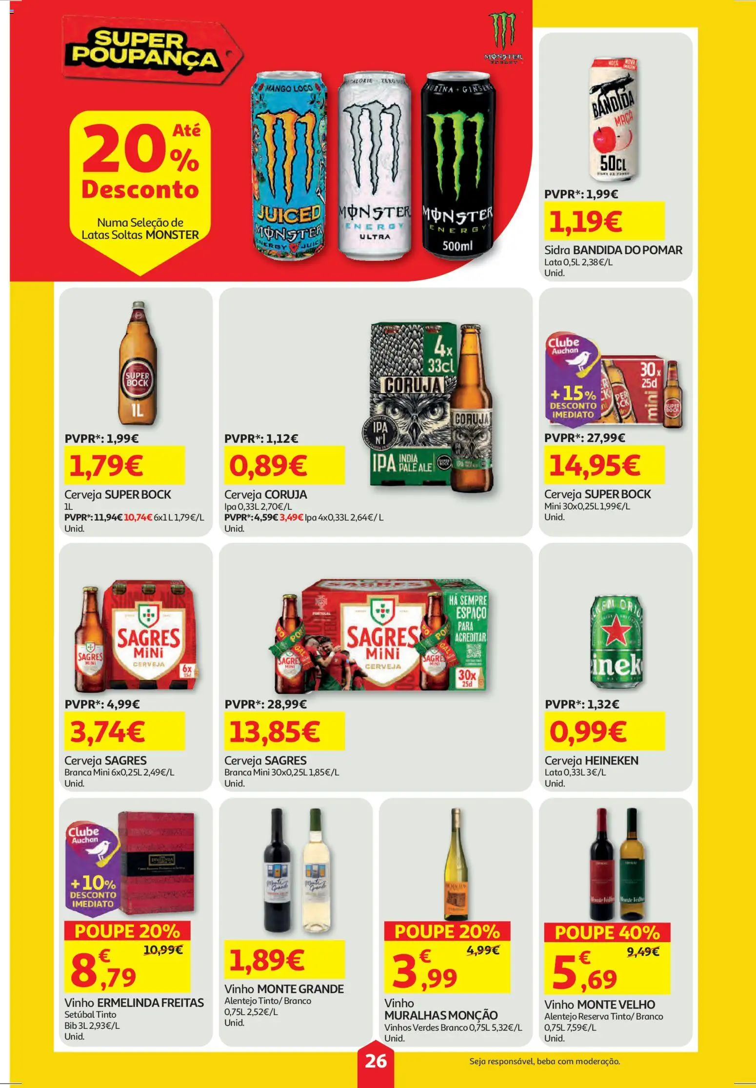 Auchan folheto │ válido de 11.12.2025 | Página: 26 | Produtos: Super bock, Vinho, Cerveja