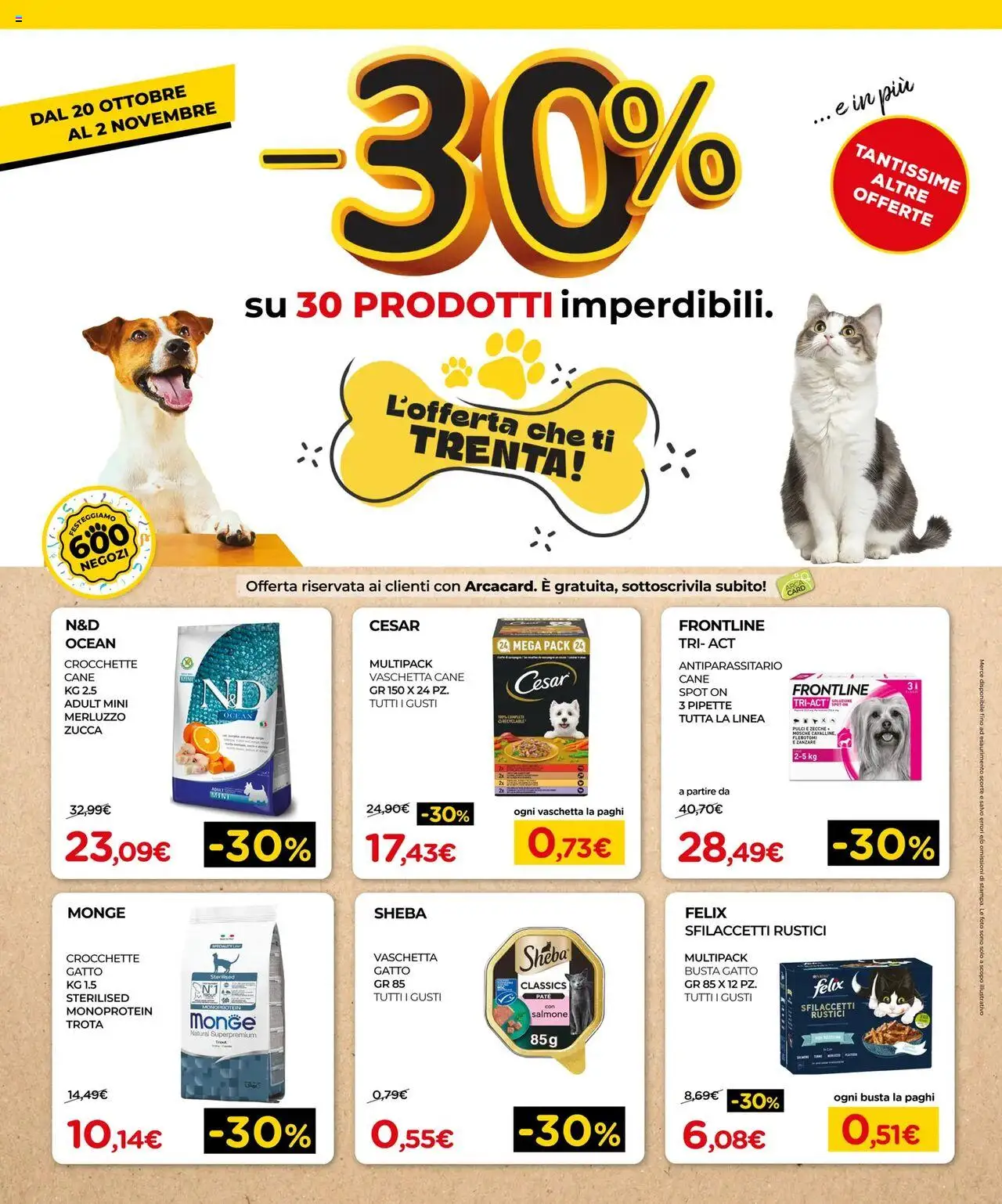 Volantino Arcaplanet del 20.10.2025 | Pagina: 1 | Prodotti: Paté, Trota, Zucca, Rustici