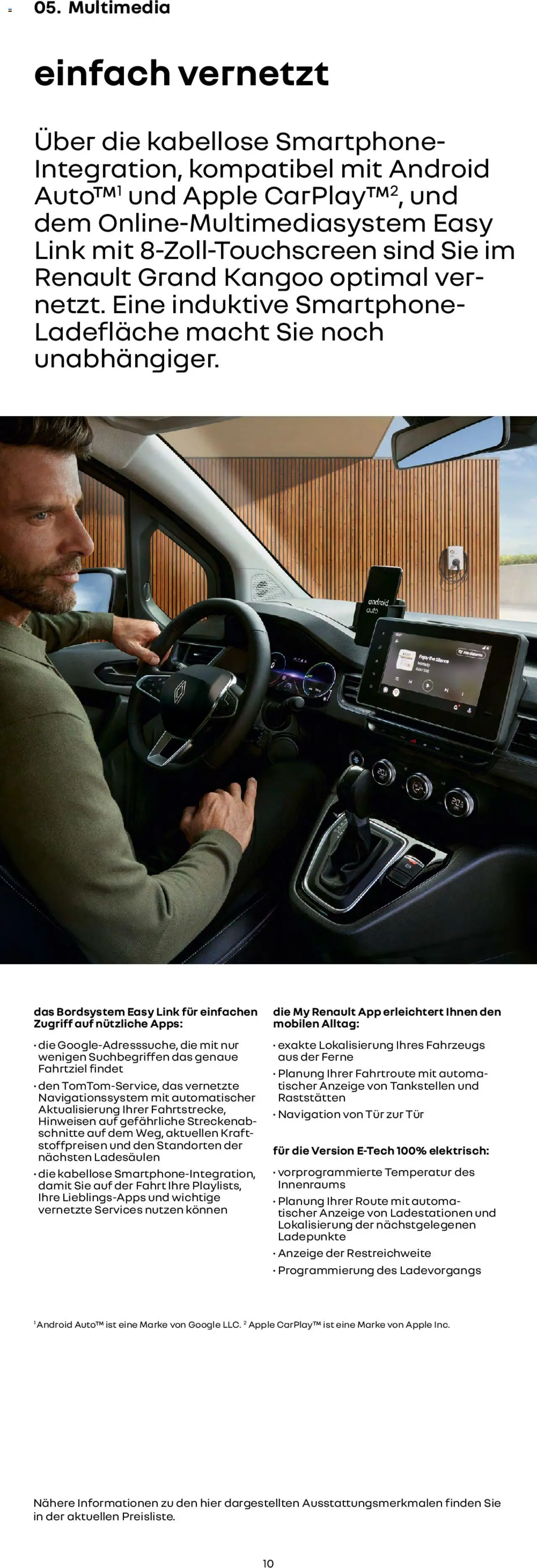 Renault Neuer Grand Kangoo	 - gültig ab dem 10.06.2025 | Seite: 10 | Produkte: Tür, Apple, Smartphone, Navigationssystem