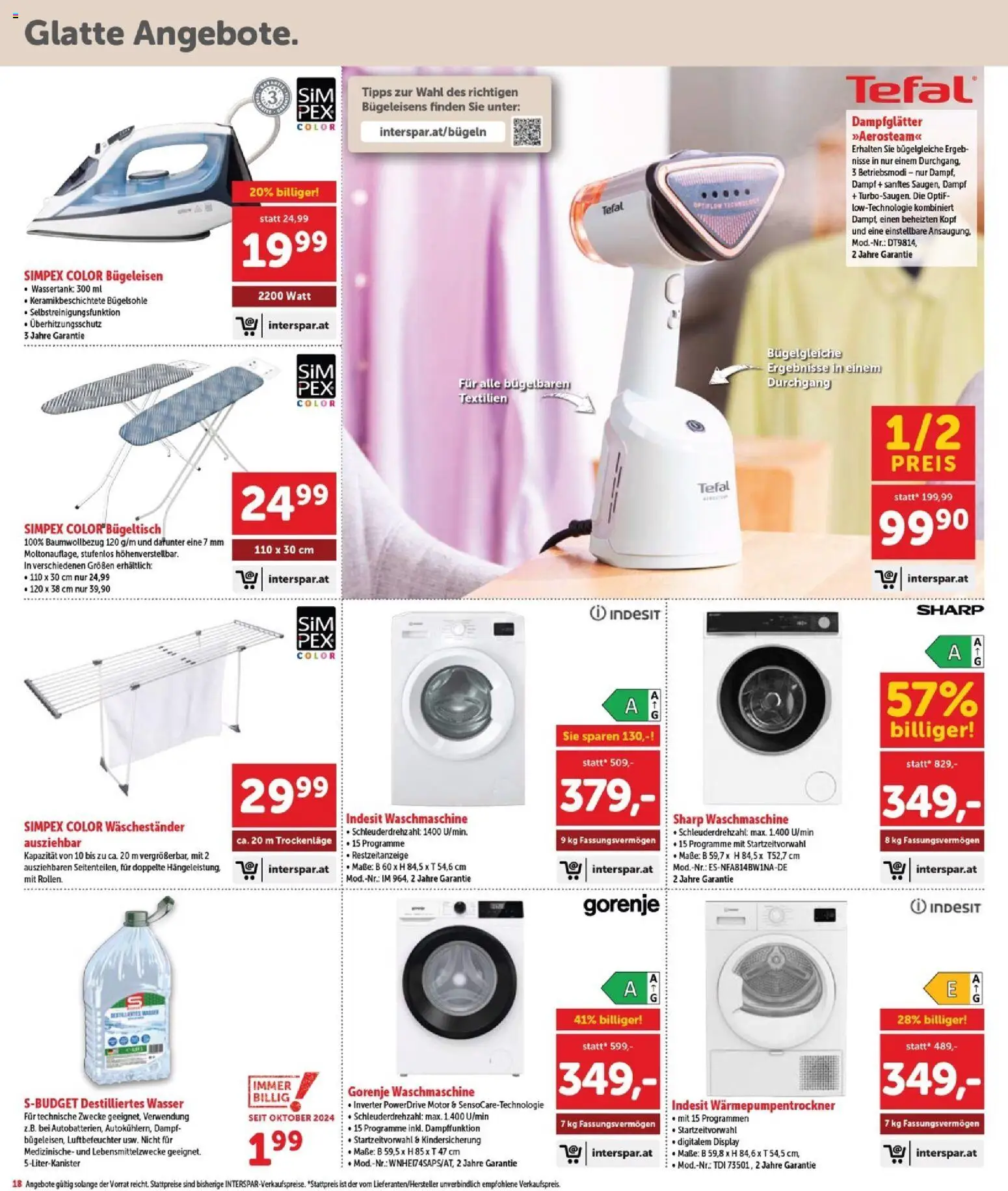 Interspar Flugblatt - Burgenland gültig ab 02.01.2026 | Seite: 18 | Produkte: Wasser, Waschmaschine, Bügeleisen