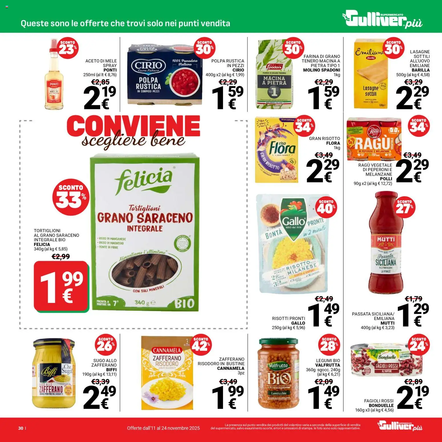 Volantino Gulliver del 11.11.2025 | Pagina: 30 | Prodotti: Mele, Riso, Peperoni, Farina