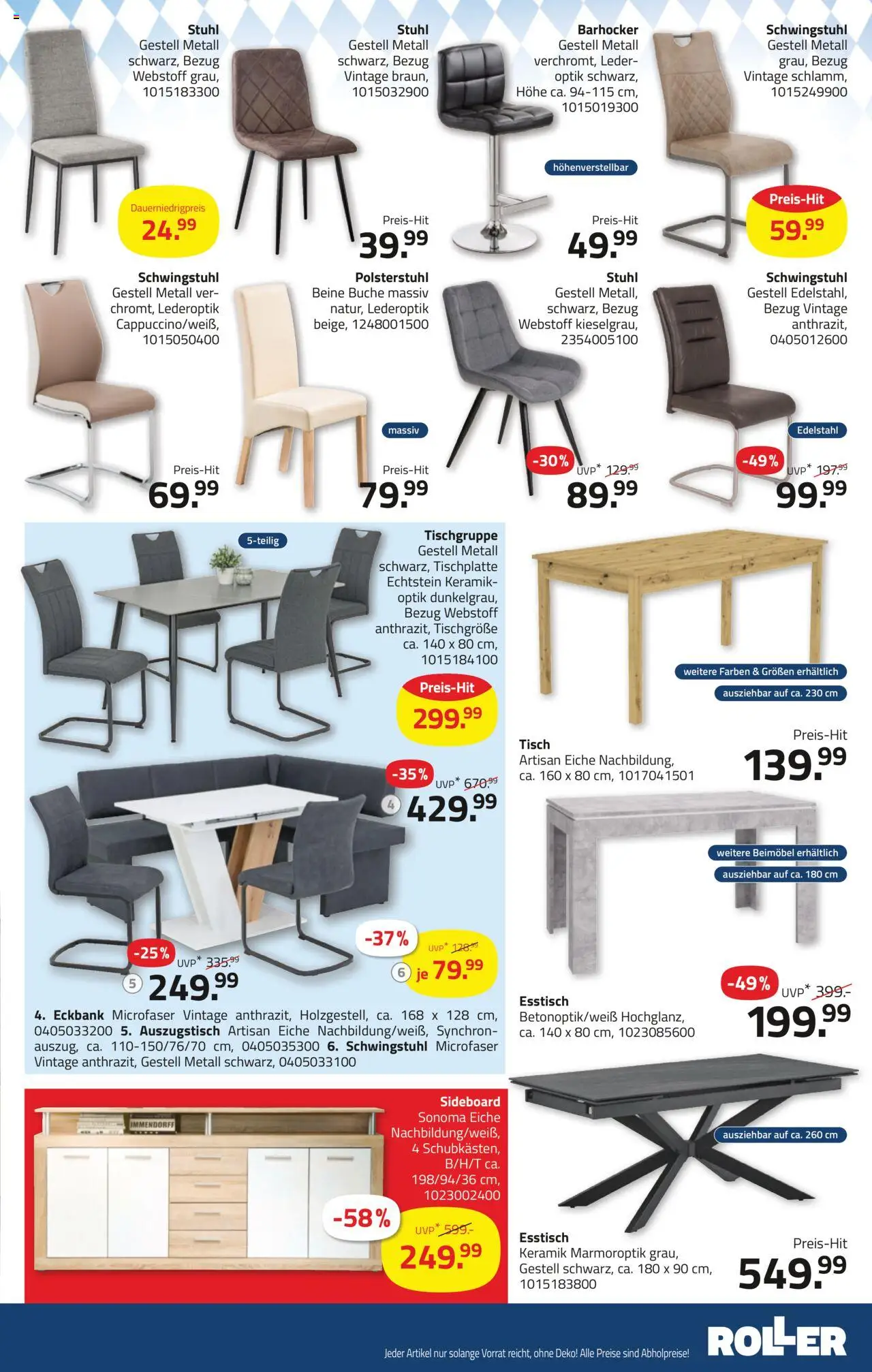 Roller Prospekt 	 – gültig ab 07.09.2025 | Seite: 9 | Produkte: Sideboard, Eckbank, Barhocker, Tisch