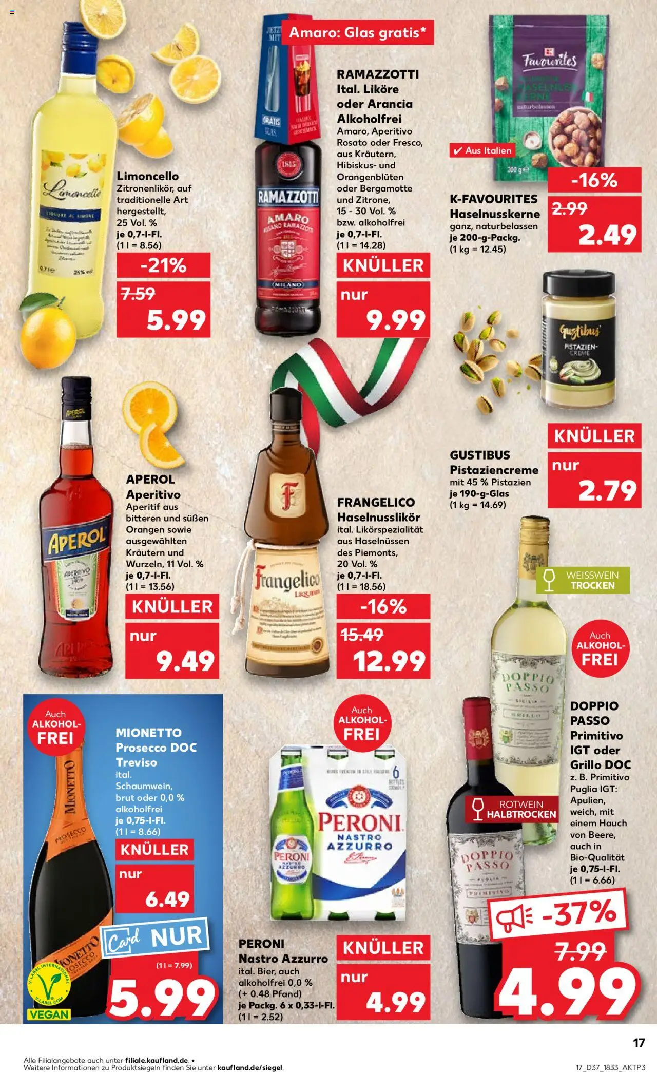 Kaufland prospekt Köln	 – gültig ab 11.09.2025 | Seite: 17 | Produkte: Weißwein, Orangen, Limoncello, Ramazzotti