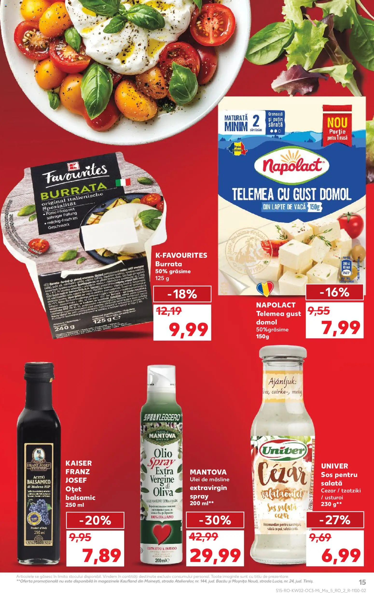 Kaufland RO akciós ujság - amely érvényes a következő dátumtól: 07.01.2026 | Oldal: 15 | Termékek: Burrata, Saláta