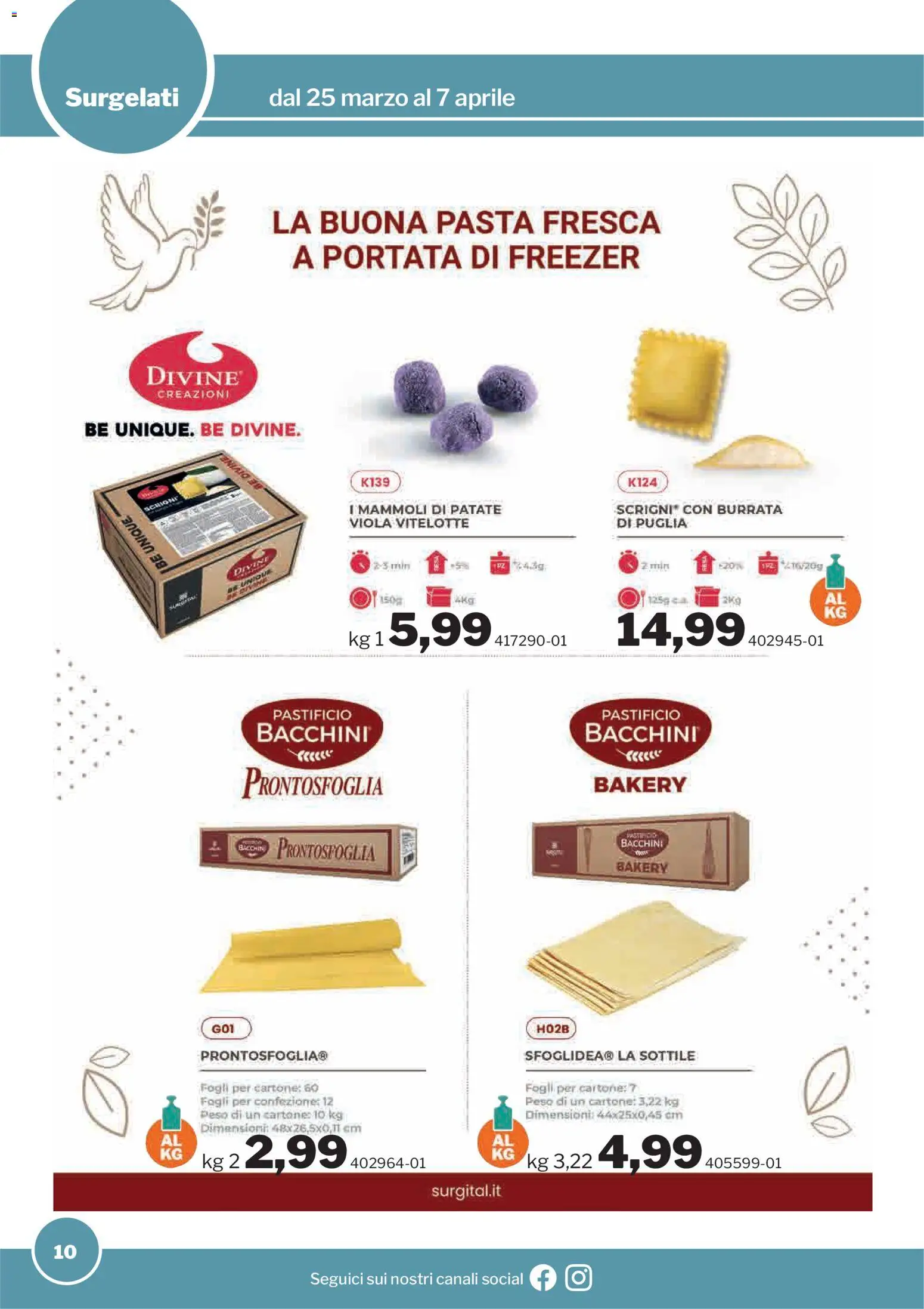 Volantino Sogegross del 25.03.2026 | Pagina: 10 | Prodotti: Patate, Pasta, Freezer, Burrata