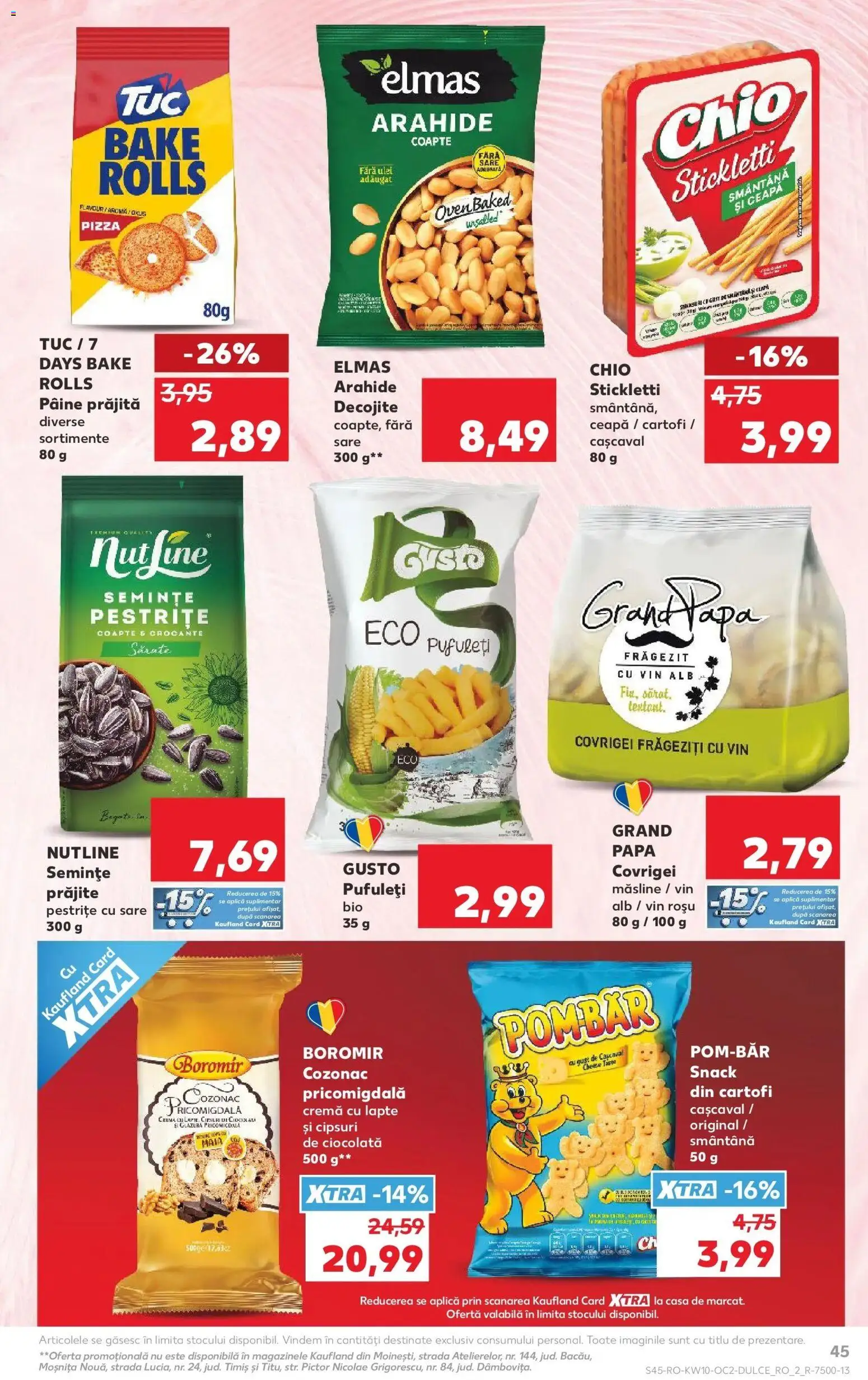 Noul catalog Kaufland – valabil de la 04.03.2026 | Pagină: 45 | Produse: Şerit ödül, Cremă, Pâine, Pufuleți