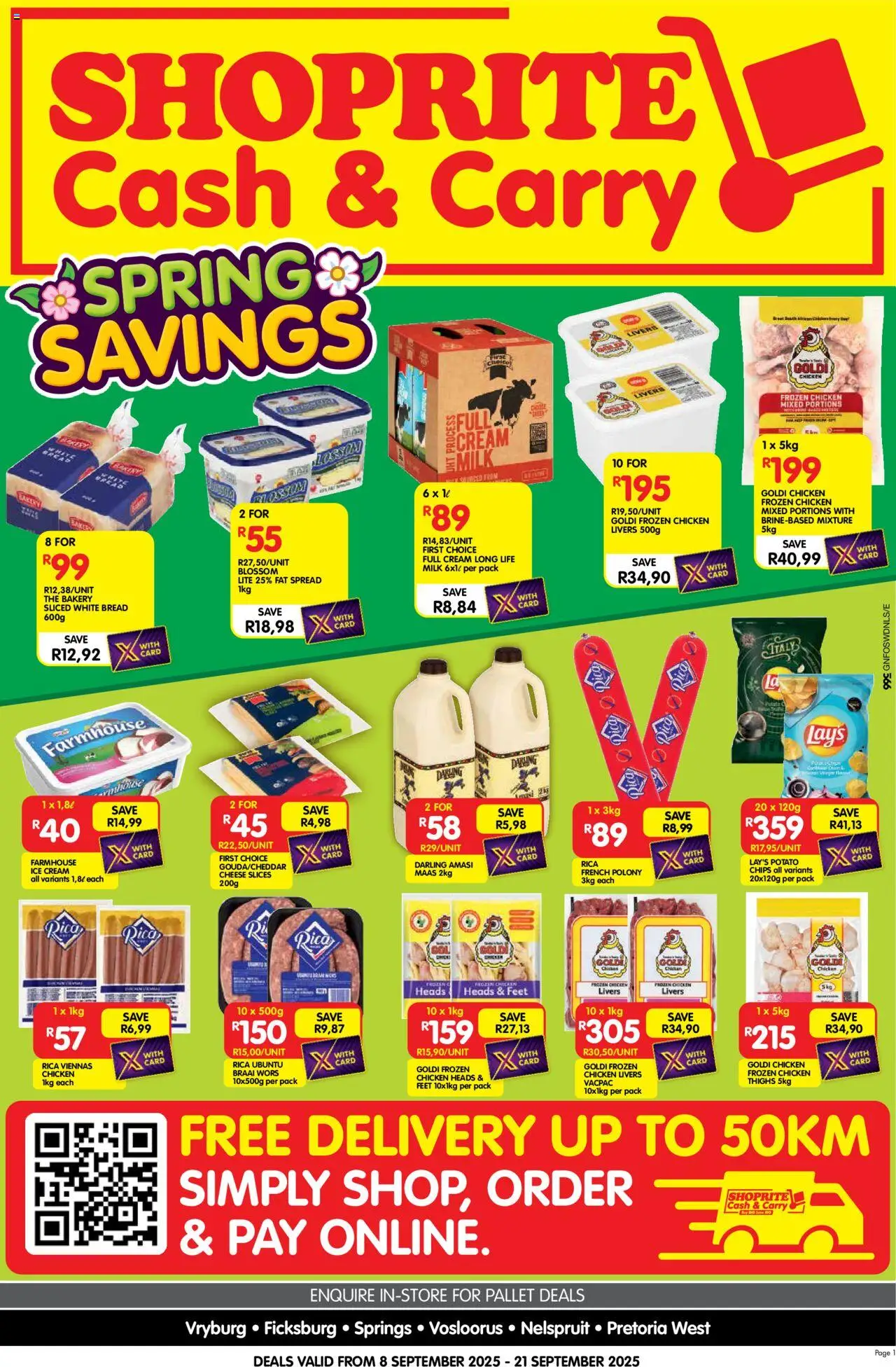 New Shoprite catalogue – valid from 08.09.2025 | Page: 1 | Products: Milk, Bread, Chicken, Chips