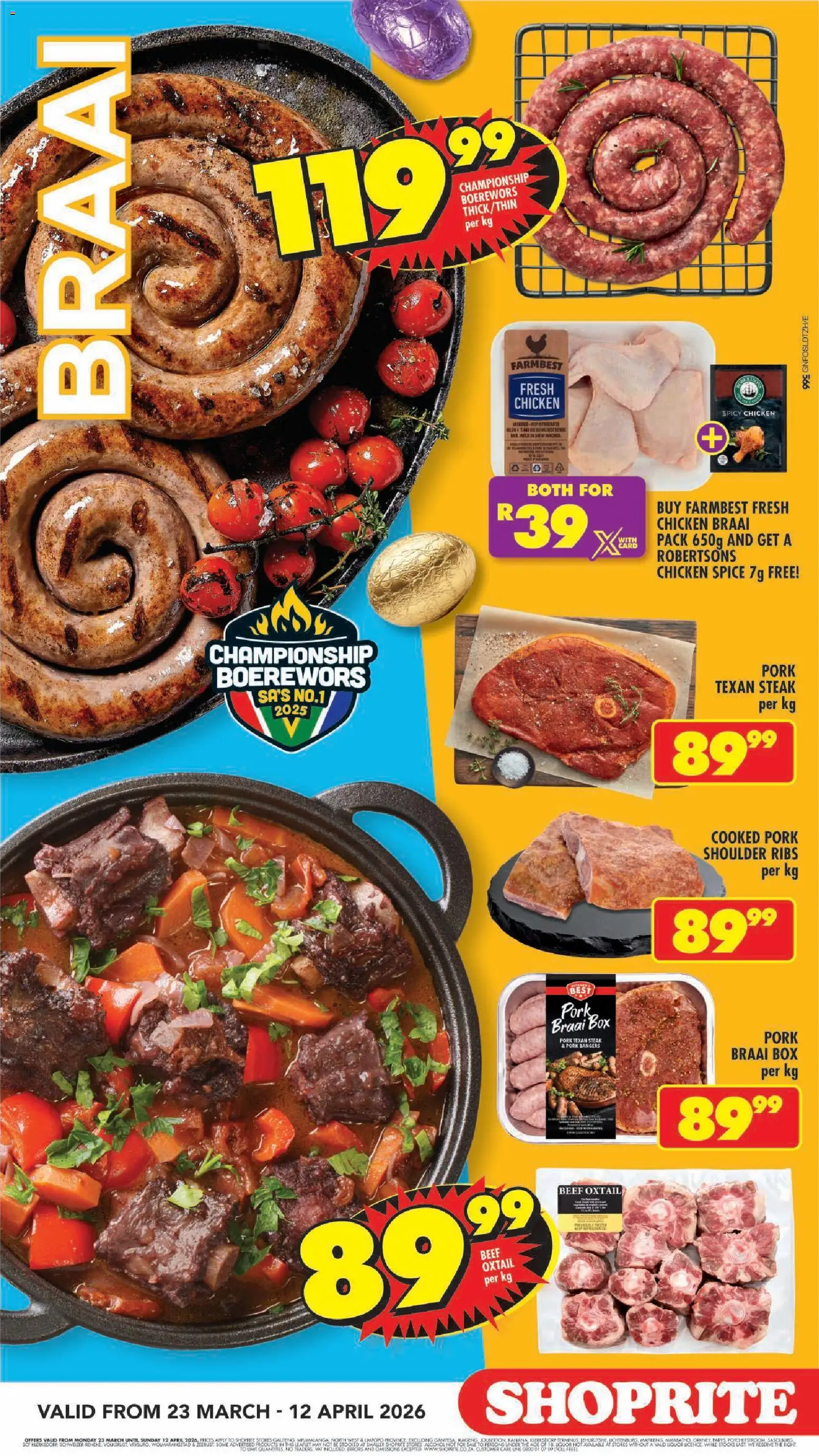 New Shoprite catalogue – valid from 23.03.2026 | Page: 4 | Products: Steak, Pellets résineux, Ribs, Beef
