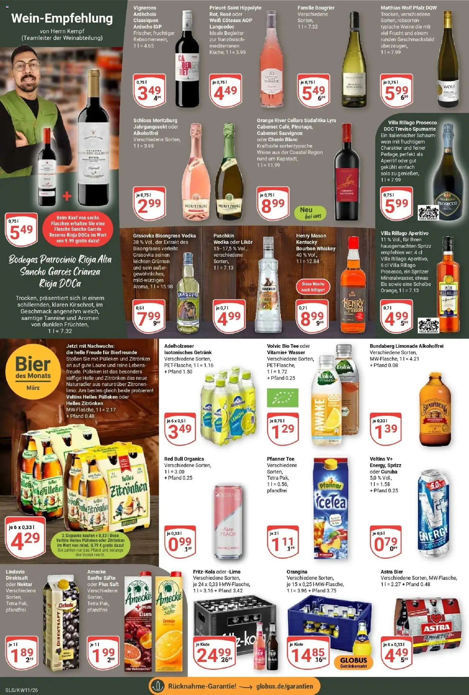 Globus prospekt Saarlouis	 – gültig ab 09.03.2026 | Seite: 16 | Produkte: Helles pulleken, Limonade, Wasser, Wodka