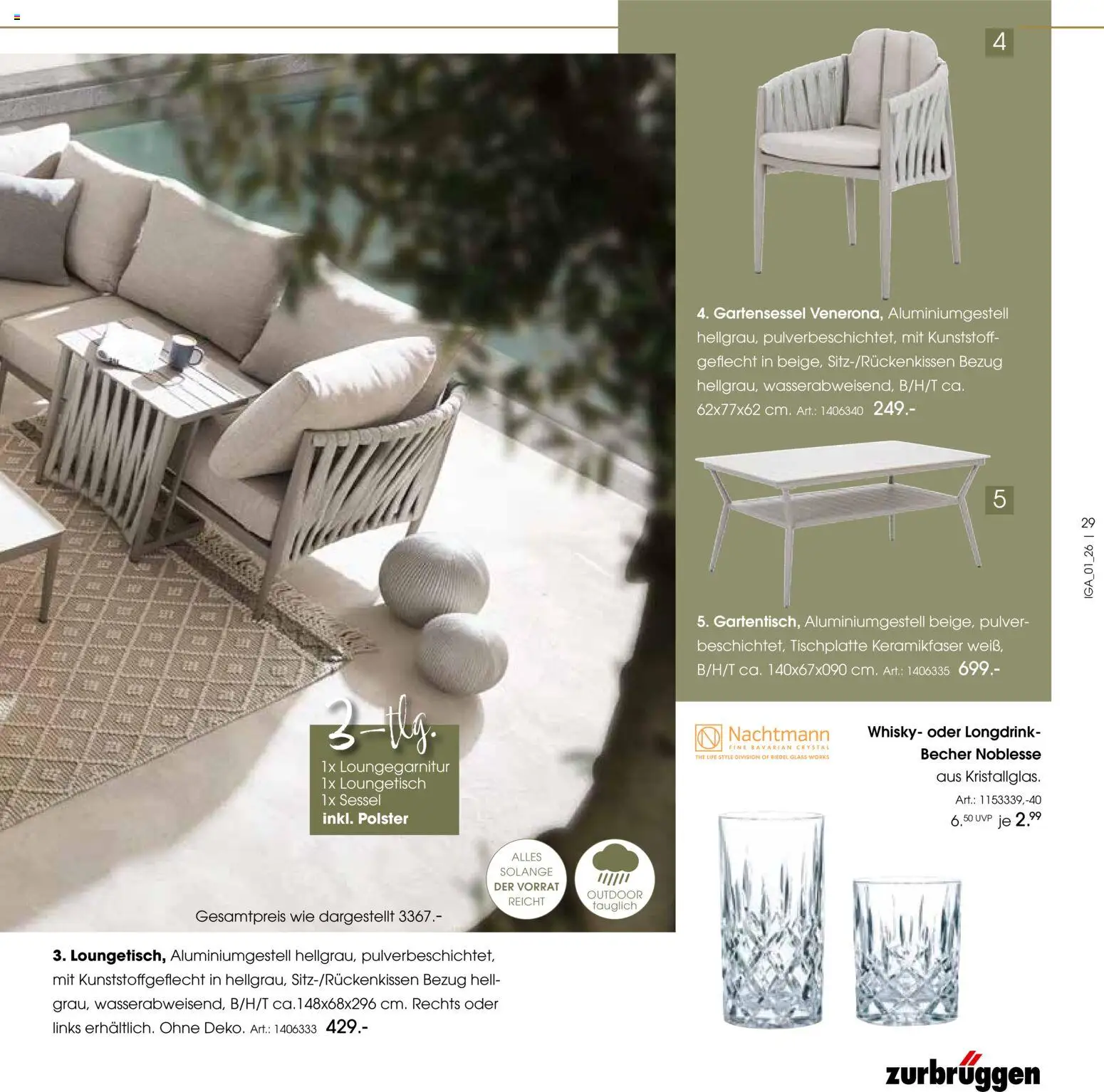 Zurbrüggen Sommer 2026 – gültig ab 19.03.2026 | Seite: 29 | Produkte: Whisky, Sessel