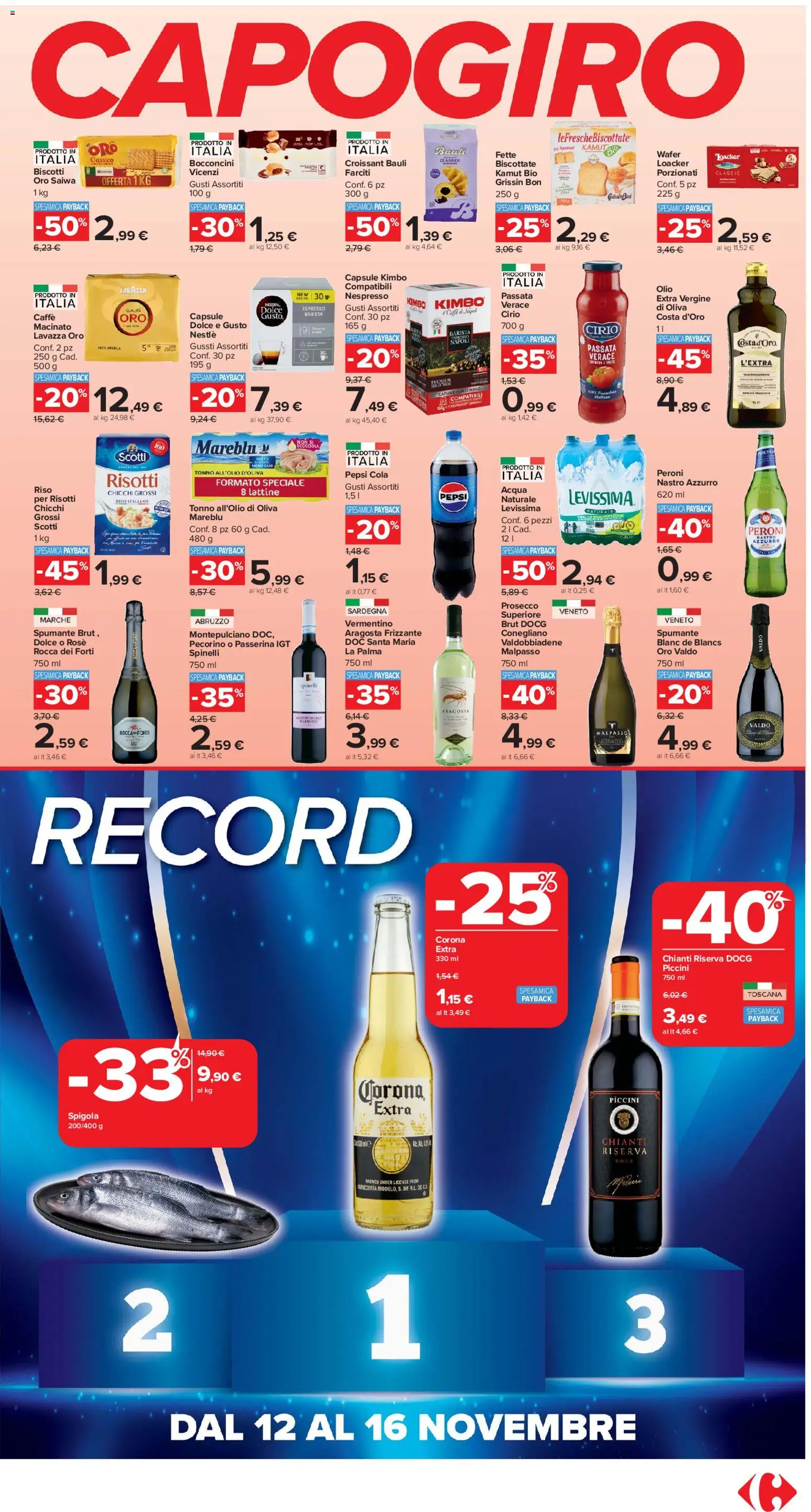 Volantino Carrefour del 04.11.2025 | Pagina: 3 | Prodotti: Caffè, Biscotti, Lavazza, Pecorino
