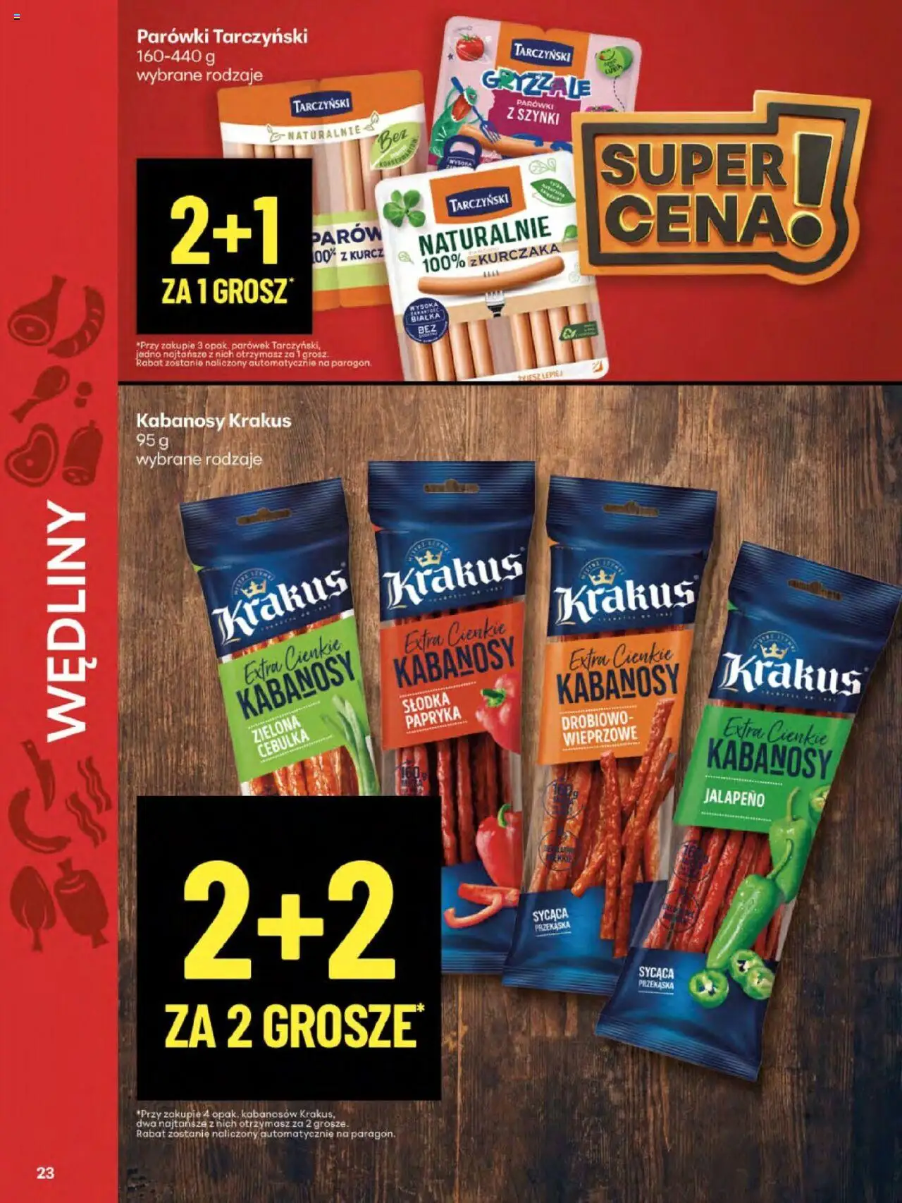 Delikatesy Centrum Gazetka od 07.08.2025 | Strona: 23 | Produkty: Kabanosy, Parówki, Papryka, Wędliny