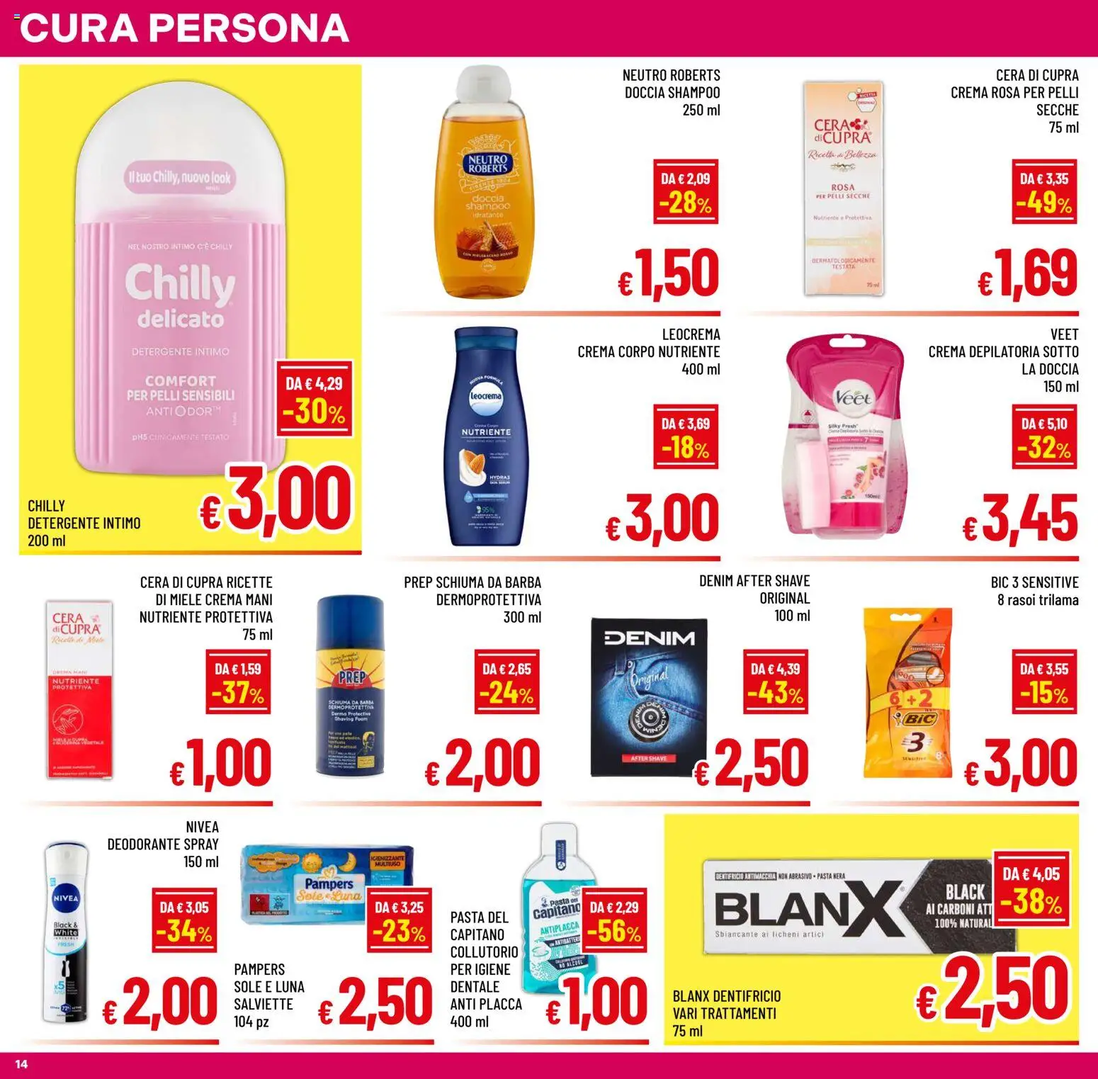 Volantino A&O del 29.04.2026 | Pagina: 14 | Prodotti: Crema, Detergente intimo, Pasta, Miele