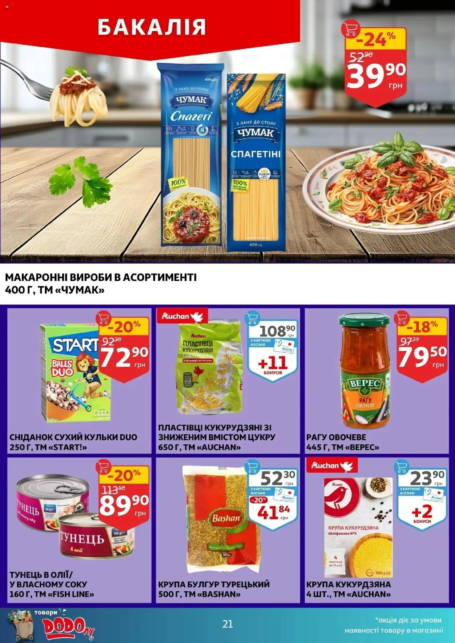 Ашан Kаталог - дійснийкції з 04.03.2026 | Сторінка: 21 | Товари: Тунець, Булгур