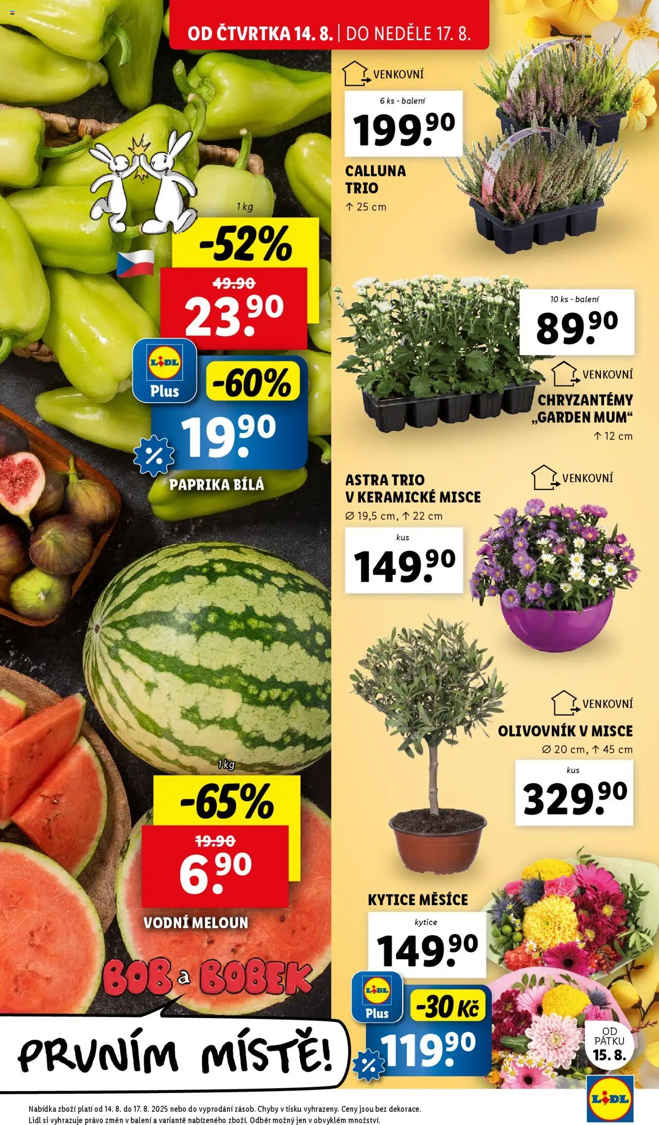 Lidl leták od 14.08.2025 | Strana: 9 | Produkty: Meloun, Paprika, Kytice, Paprika bílá