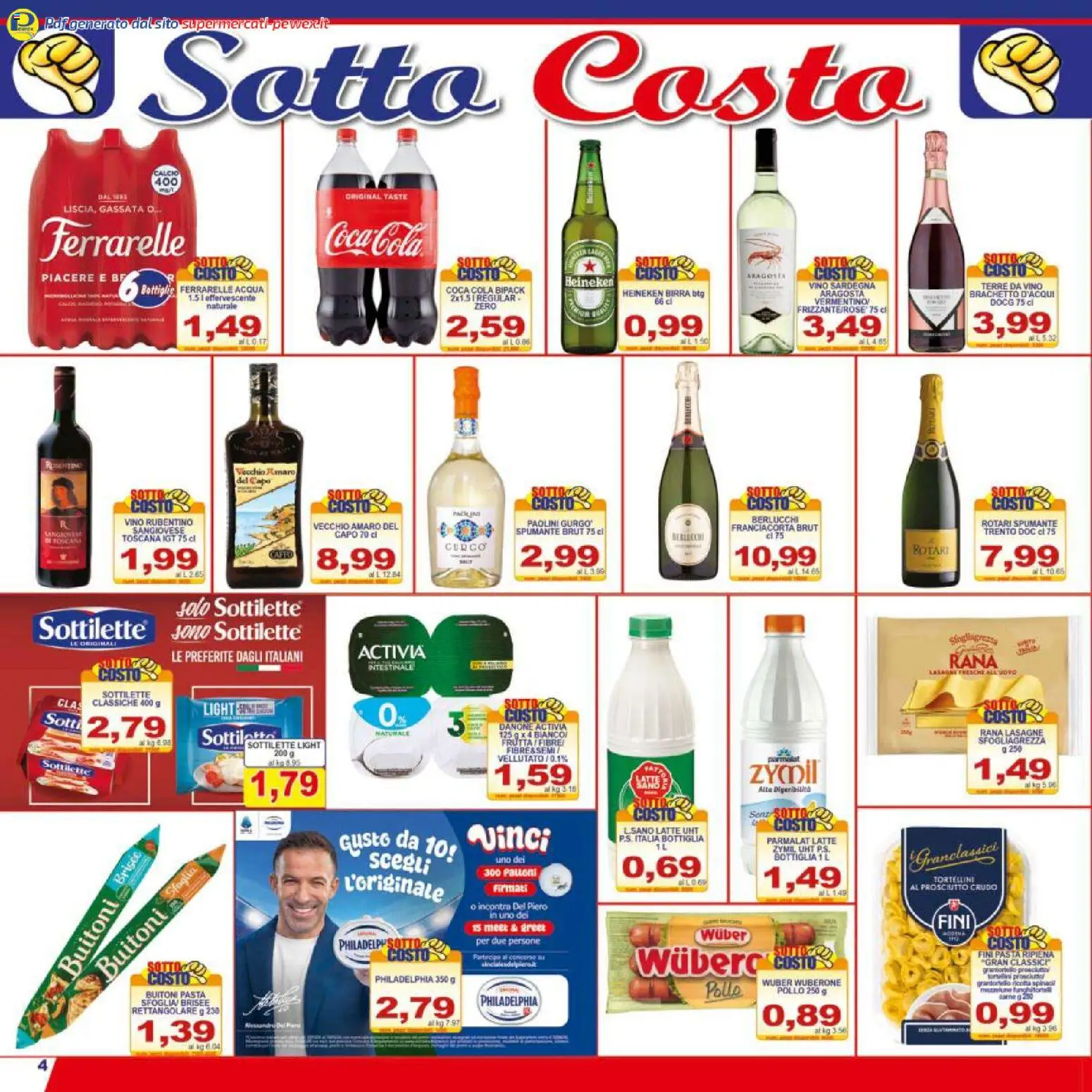 Volantino Pewex del 17.03.2026 | Pagina: 4 | Prodotti: Prosciutto Crudo, Birra, Ferrarelle, WC