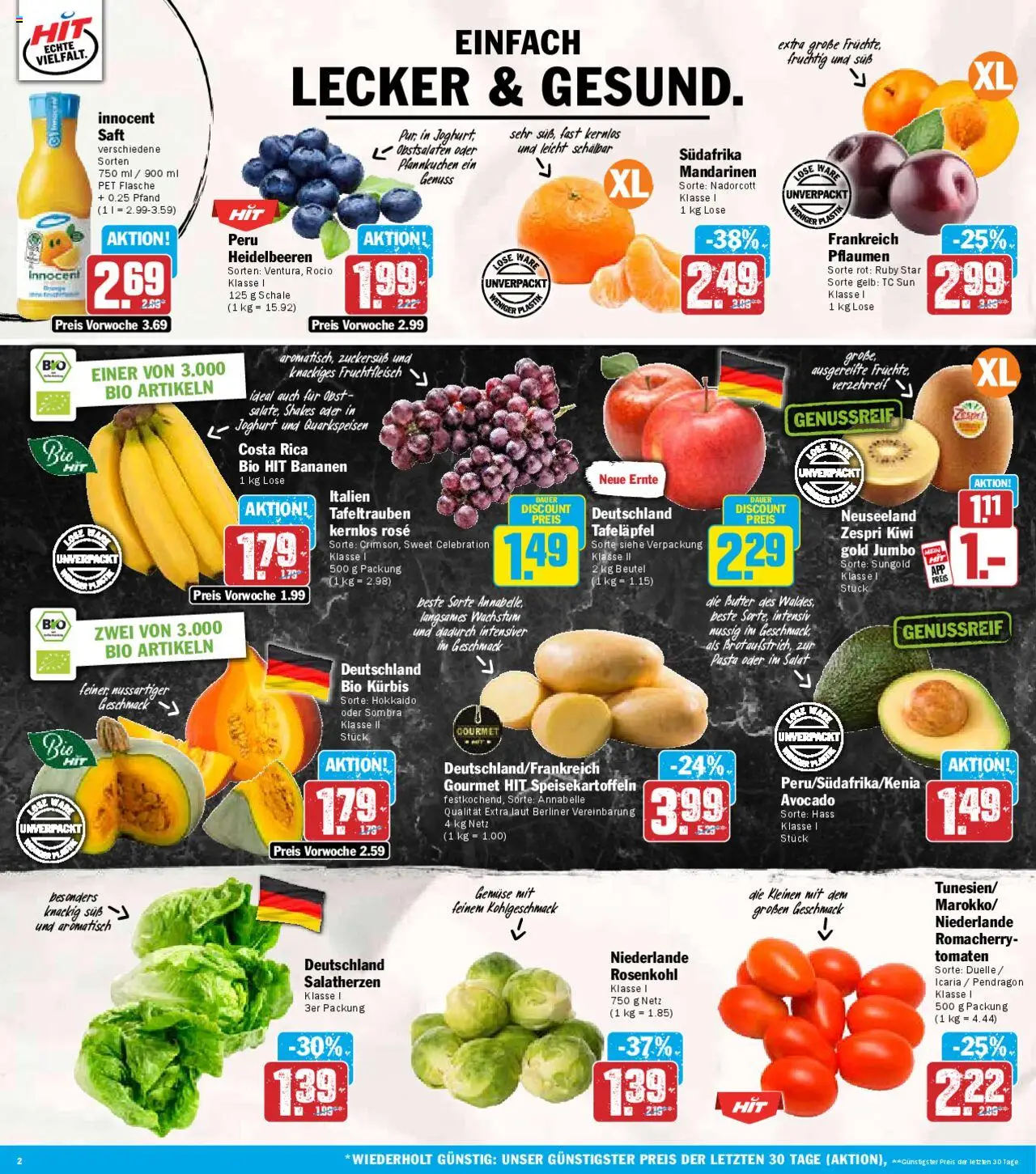 HIT Prospekt 	 – gültig ab 29.09.2025 | Seite: 2 | Produkte: Tomaten, Gemüse, Saft, Salat