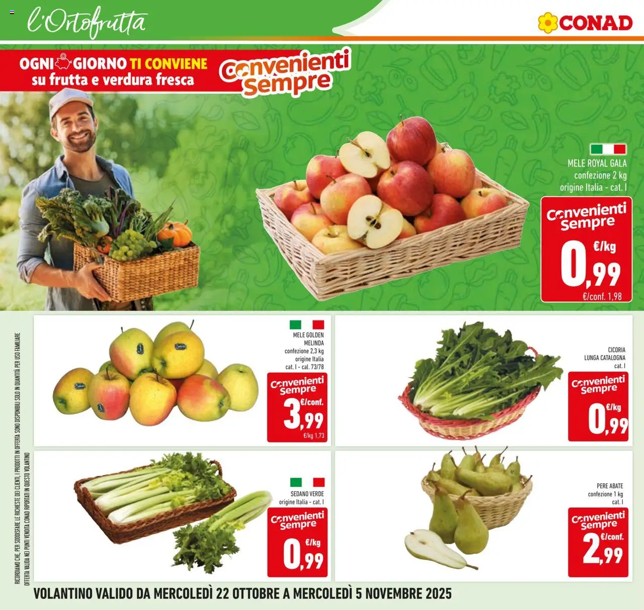 Volantino Conad del 22.10.2025 | Pagina: 22 | Prodotti: Mele, Frutta, Sedano