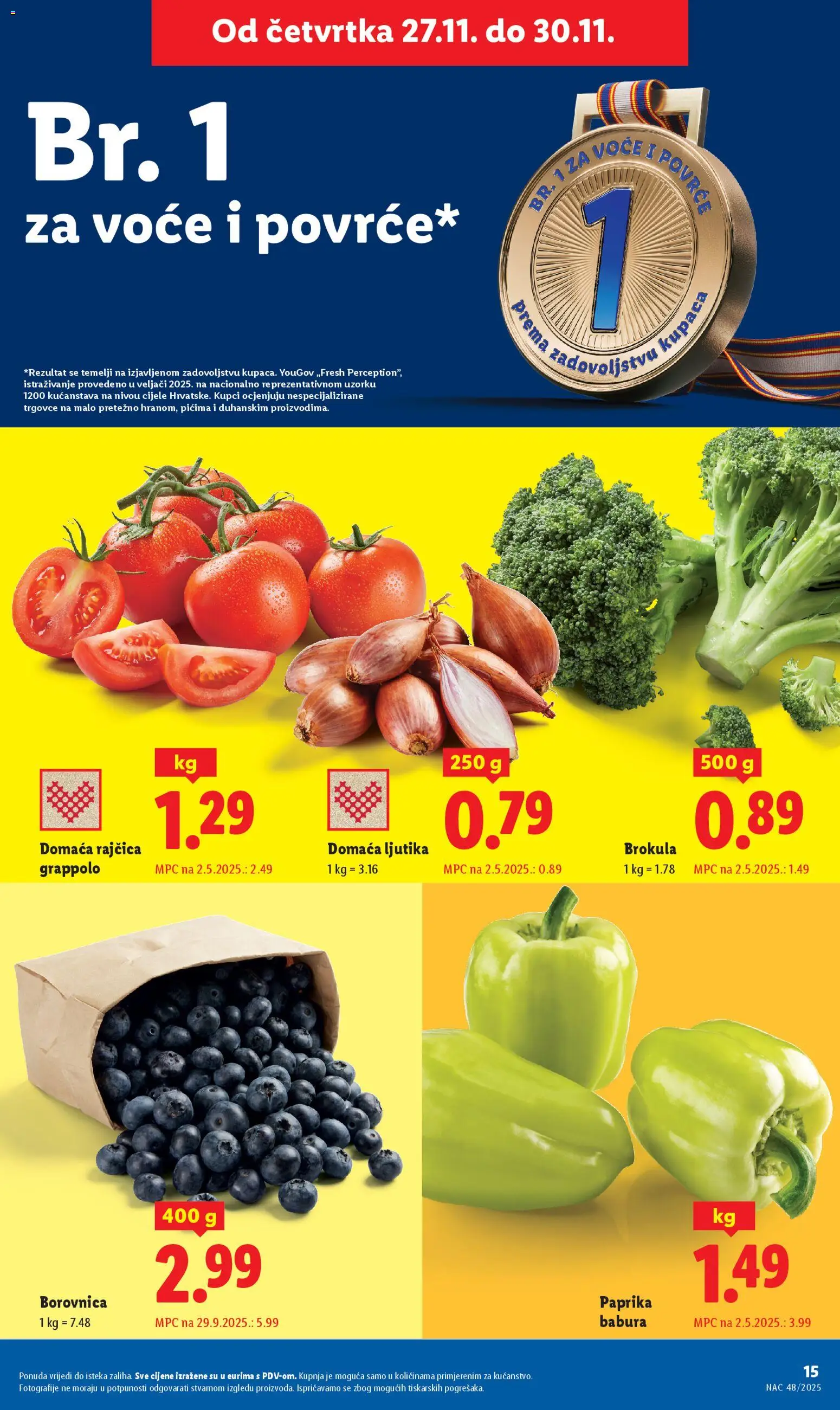 Lidl katalog | vrijedi od 27.11.2025 | Stranica: 15 | Proizvodi: Paprika, Voće, Borovnica, Rajčica
