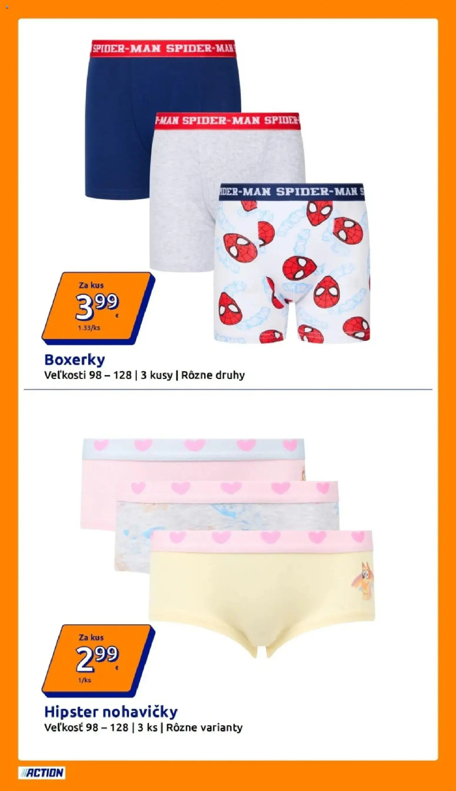 Nové Action akcie – leták je platný od 08.04.2026 | Strana: 16 | Produkty: Nohavičky, Boxerky