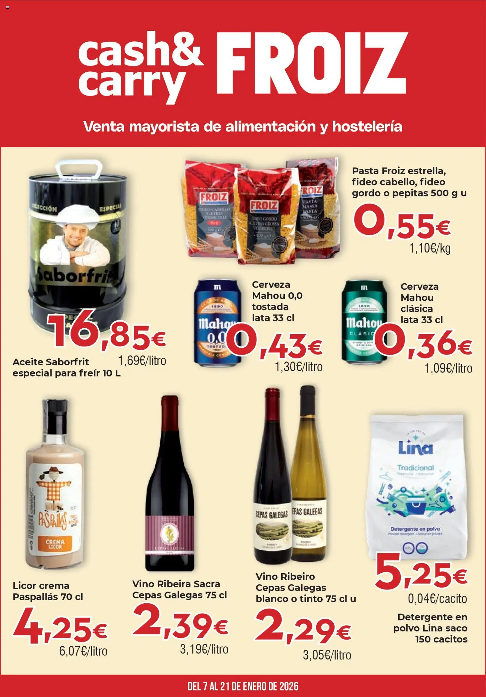 Froiz - Folleto Cash │ válido desde el 07.01.2026 | Página: 1 | Productos: Polvo, Vino, Cerveza, Crema