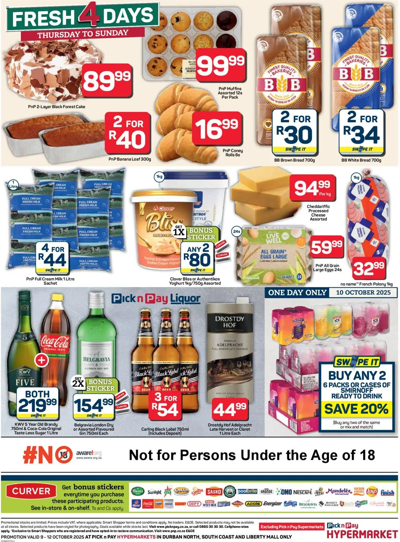 New Pick n Pay catalogue – valid from 09.10.2025 | Page: 2 | Products: Milk, Cheese, Beer, Gin