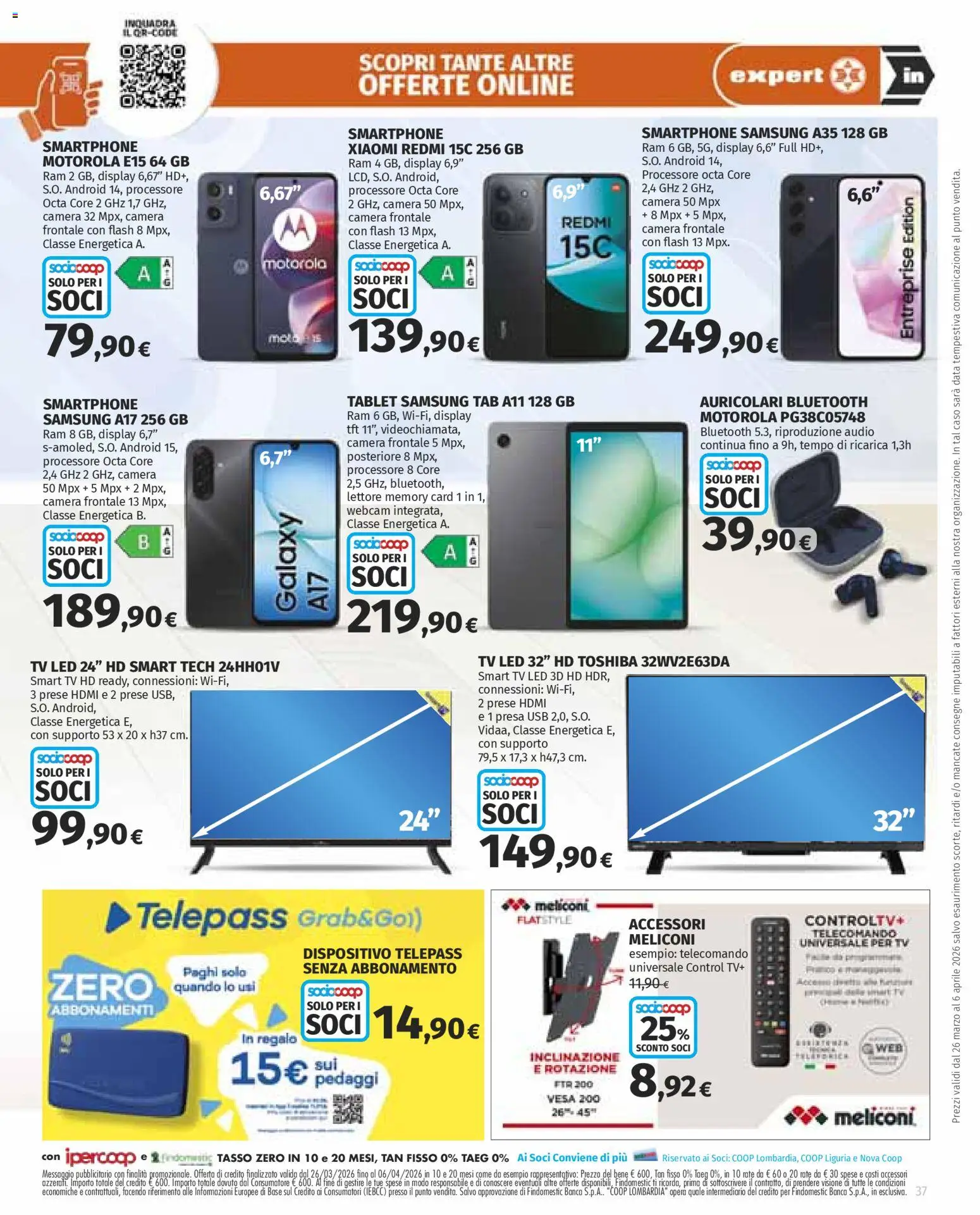 Volantino Ipercoop del 26.03.2026 | Pagina: 37 | Prodotti: Webcam, Tablet, Audio, Presa