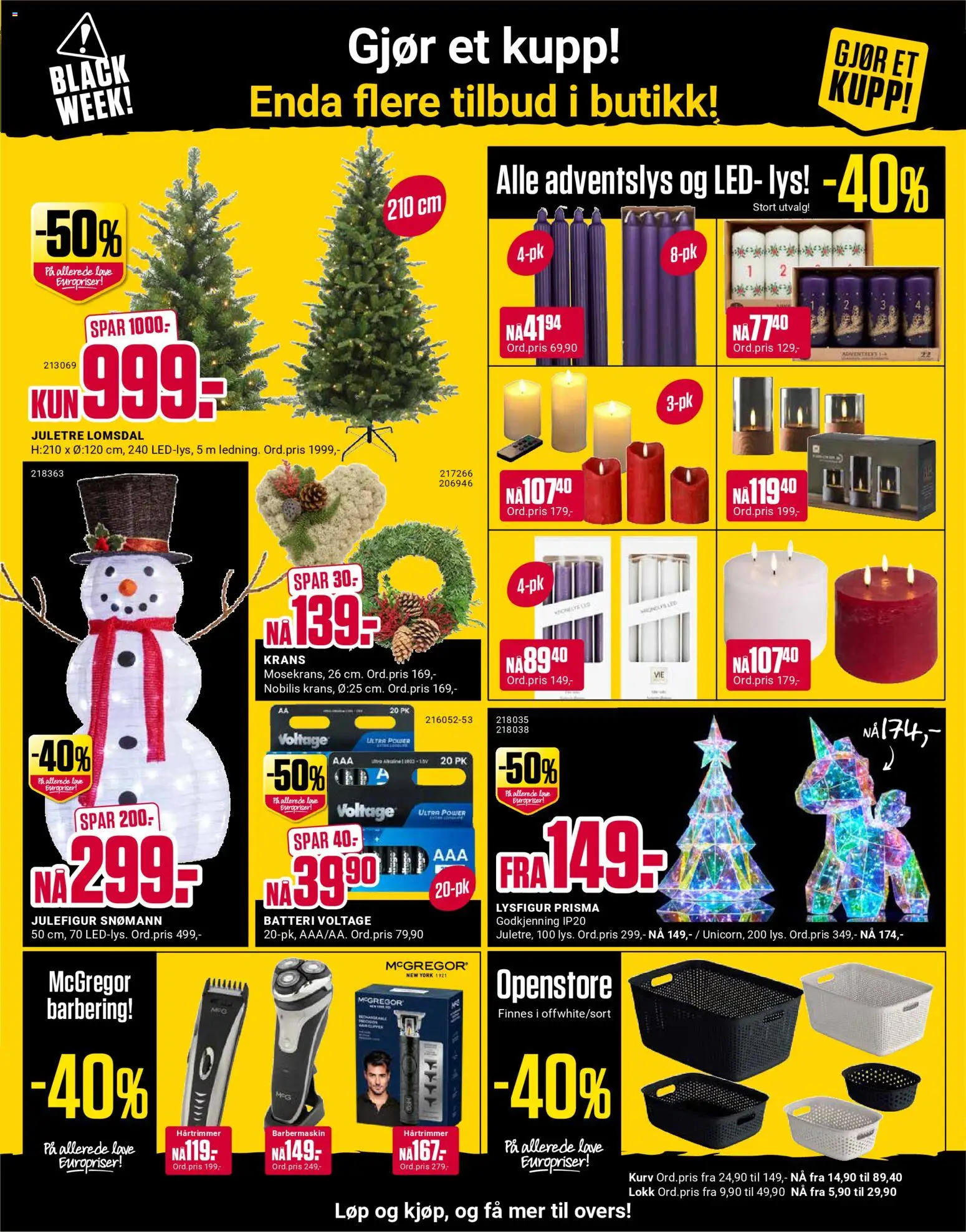 {H1} | Side: 7 | Produkter: Led lys, Піна монтажна, Barbermaskin, Kurv