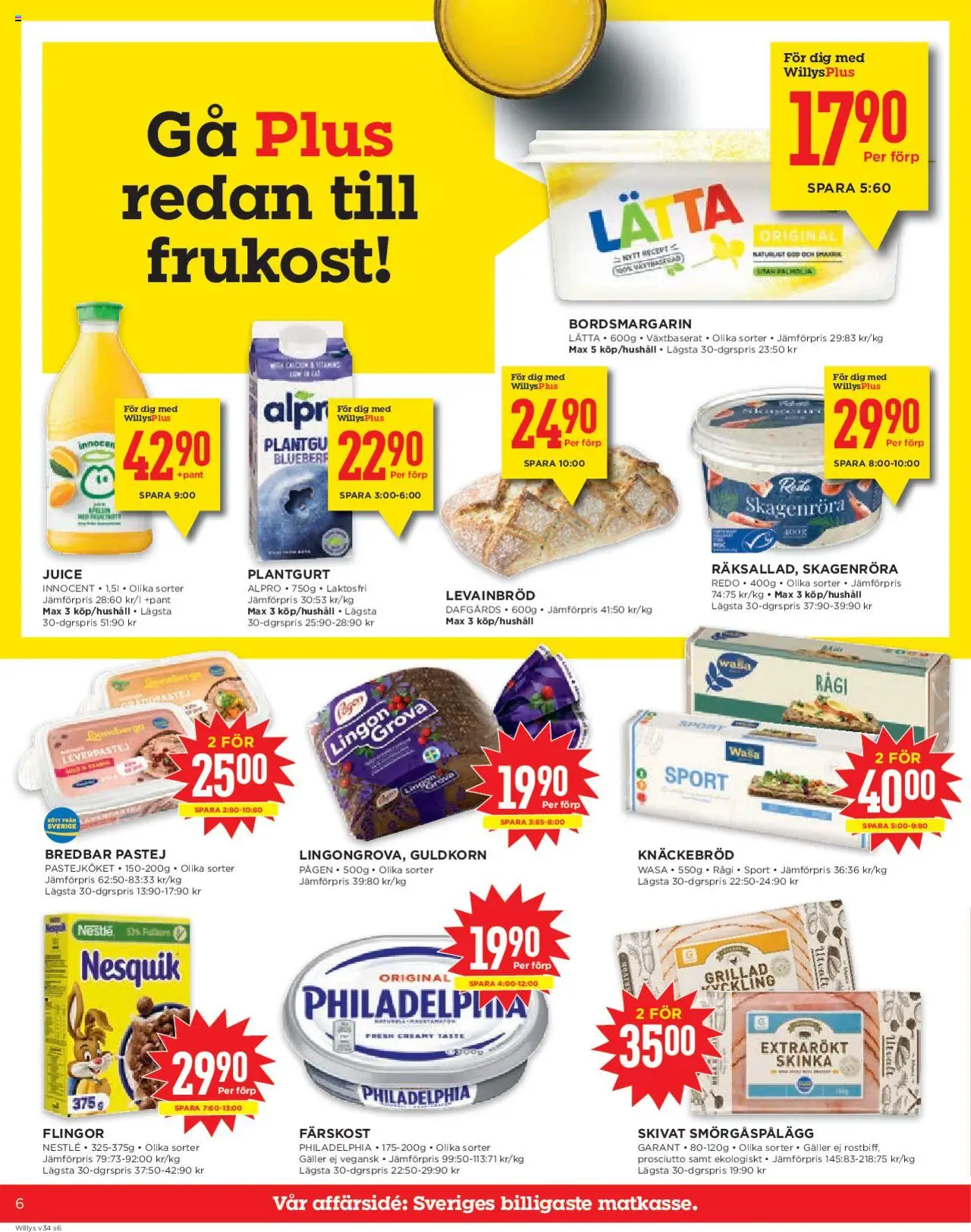 Willys reklamblad aktuell från 18.08.2025 | Sida: 6 | Produkter: Sandwich, Galler, Knäckebröd, Flingor